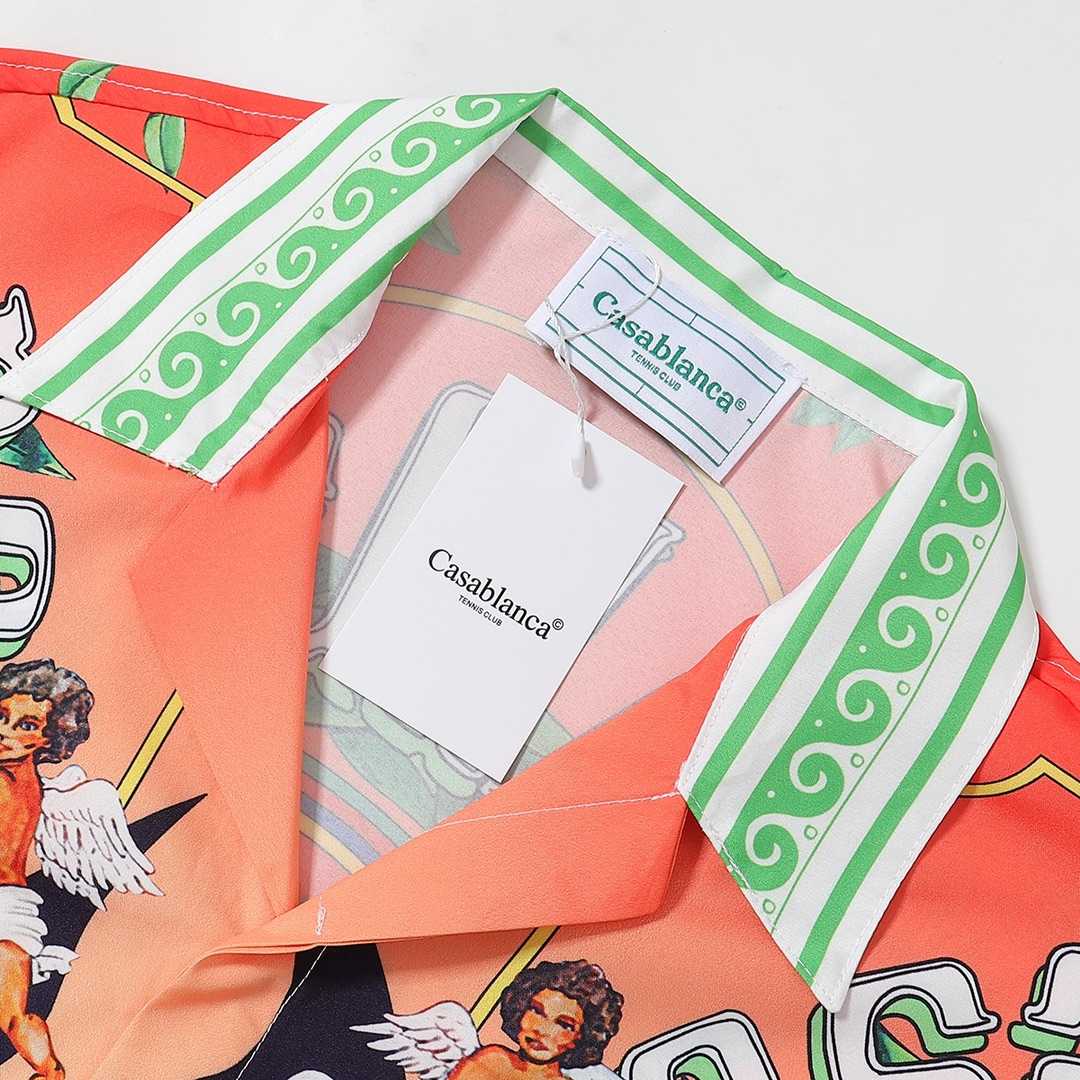 Casablanca Trophy Orange Linen Shirt  YF1228  (50% Off Sale) - DesignerGu