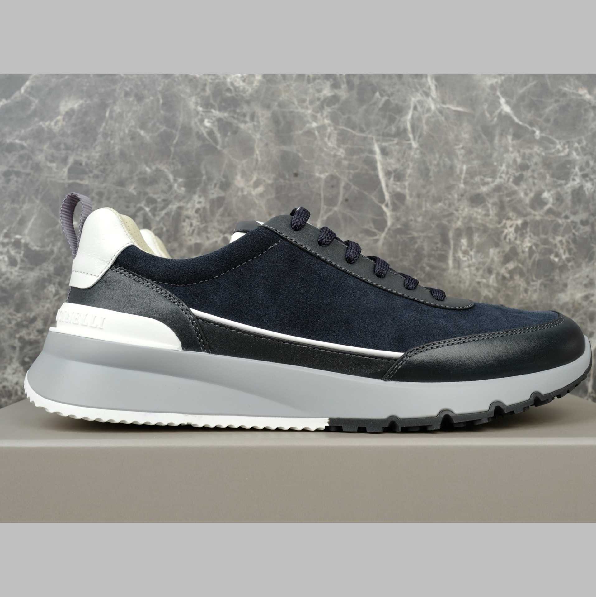 Brunello Cucinelli Washed Suede And Semi-polished Calfskin Runners  - DesignerGu