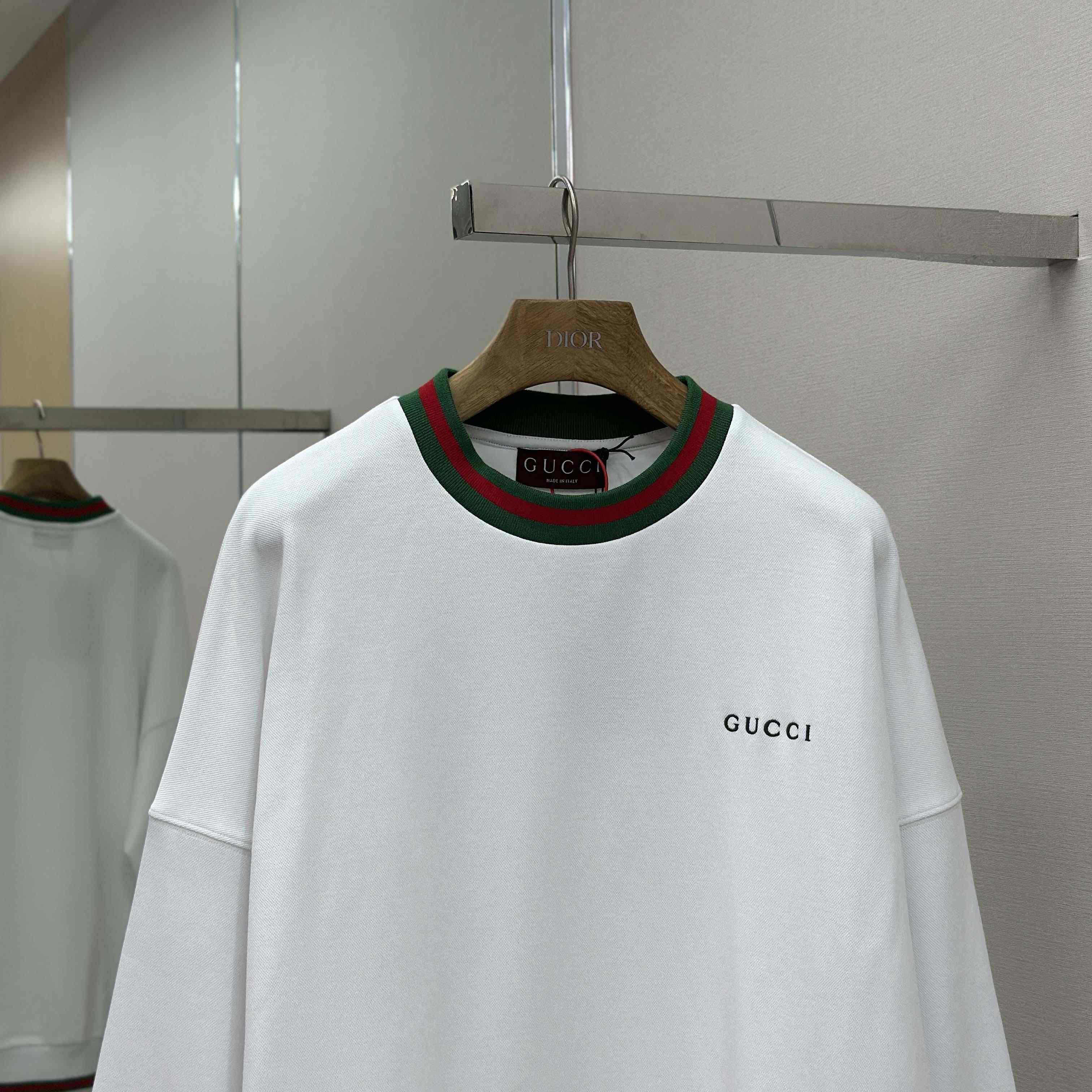 Gucci Cotton Piquet Sweatshirt With Web - DesignerGu