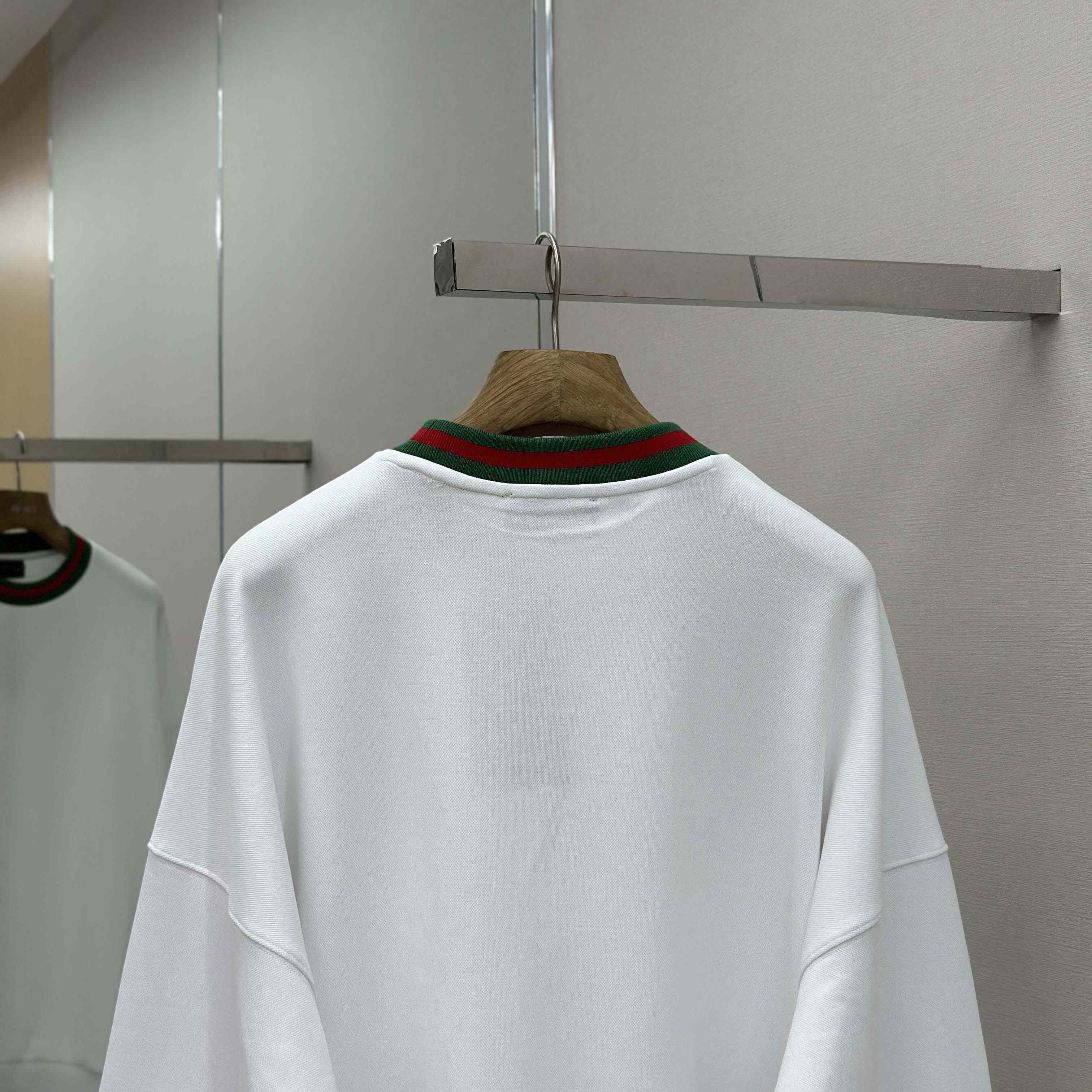 Gucci Cotton Piquet Sweatshirt With Web - DesignerGu