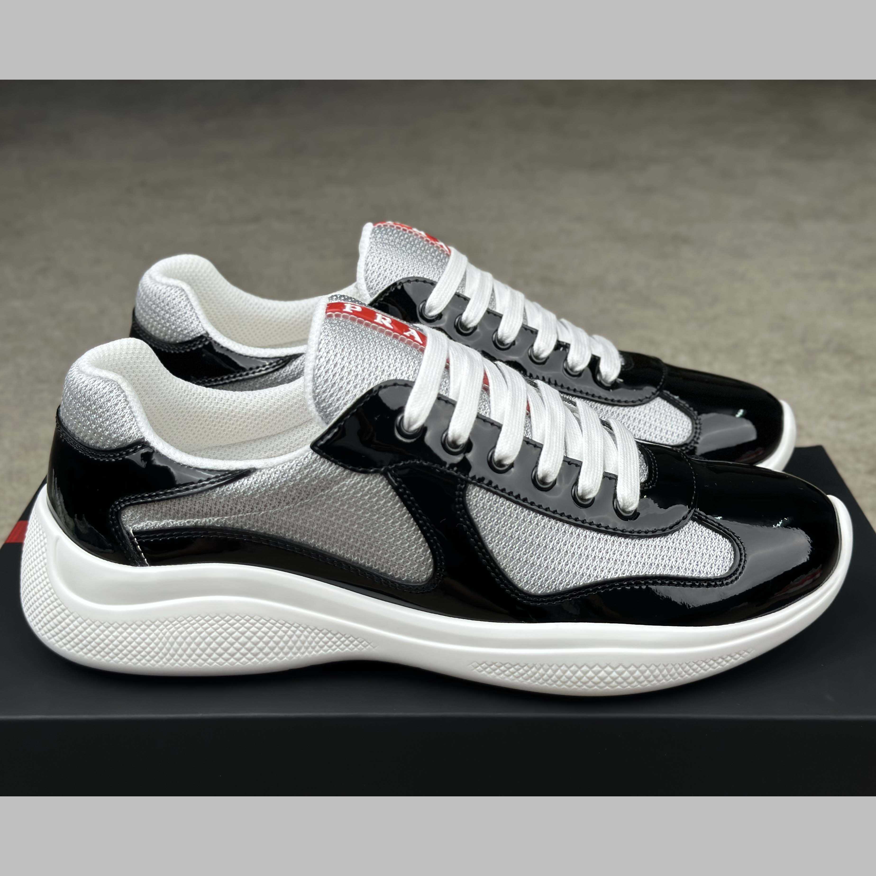 Prada Patent Leather And Technical Fabric Prada America's Cup Sneakers - DesignerGu