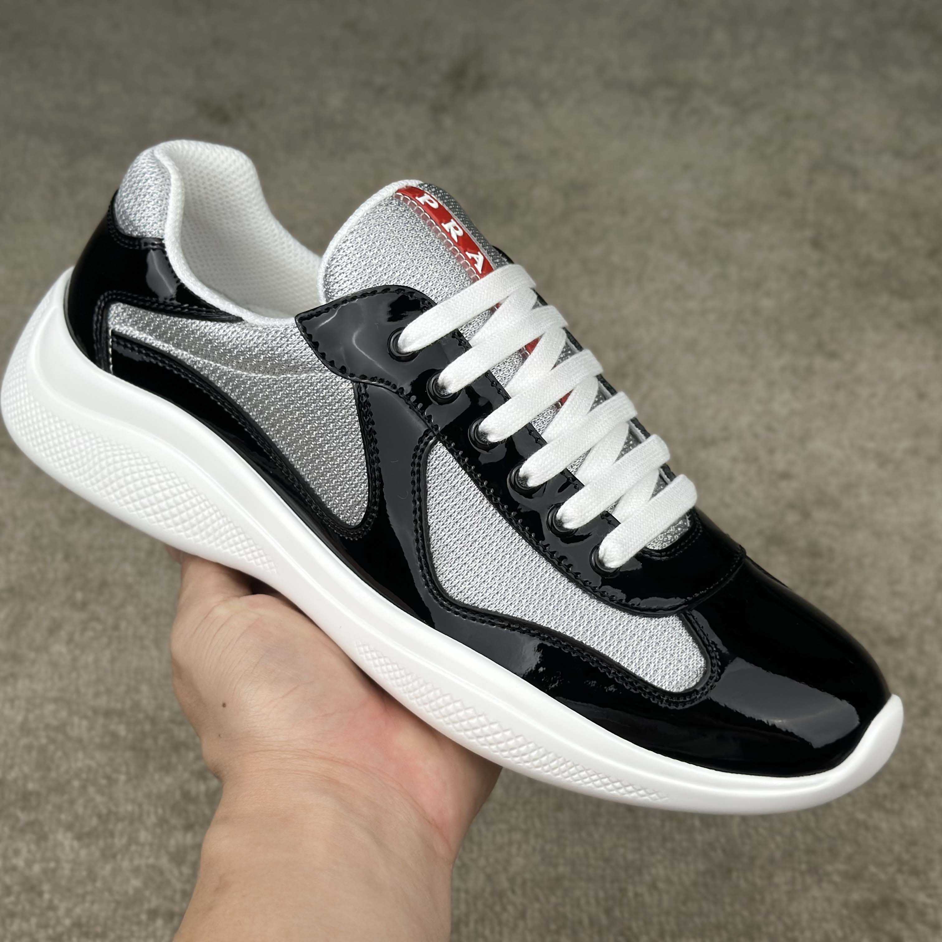 Prada Patent Leather And Technical Fabric Prada America's Cup Sneakers - DesignerGu