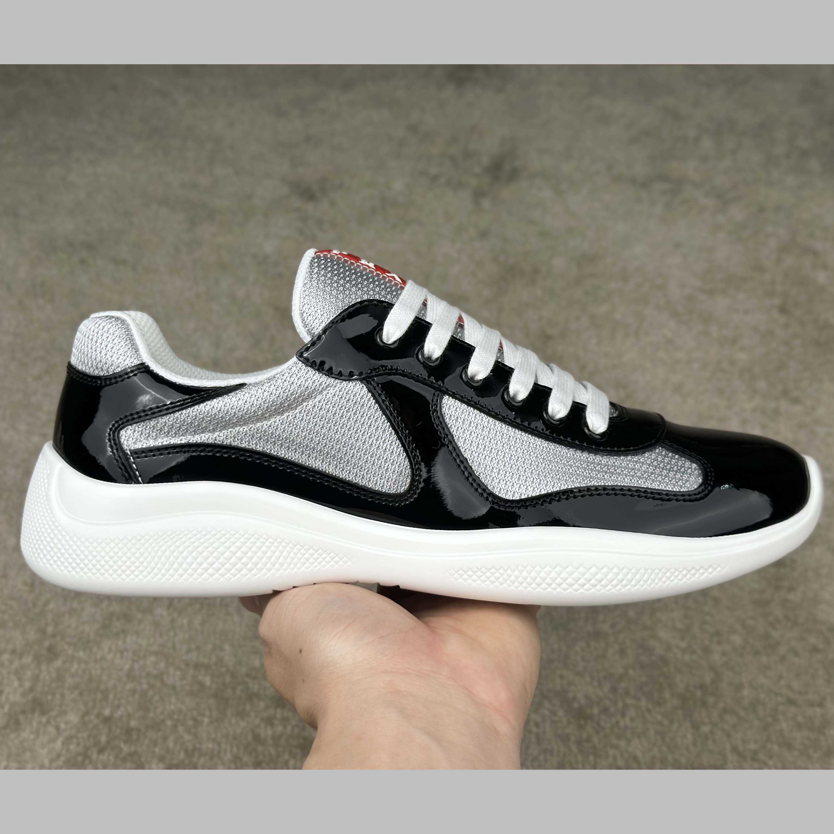 Prada Patent Leather And Technical Fabric Prada America's Cup Sneakers - DesignerGu