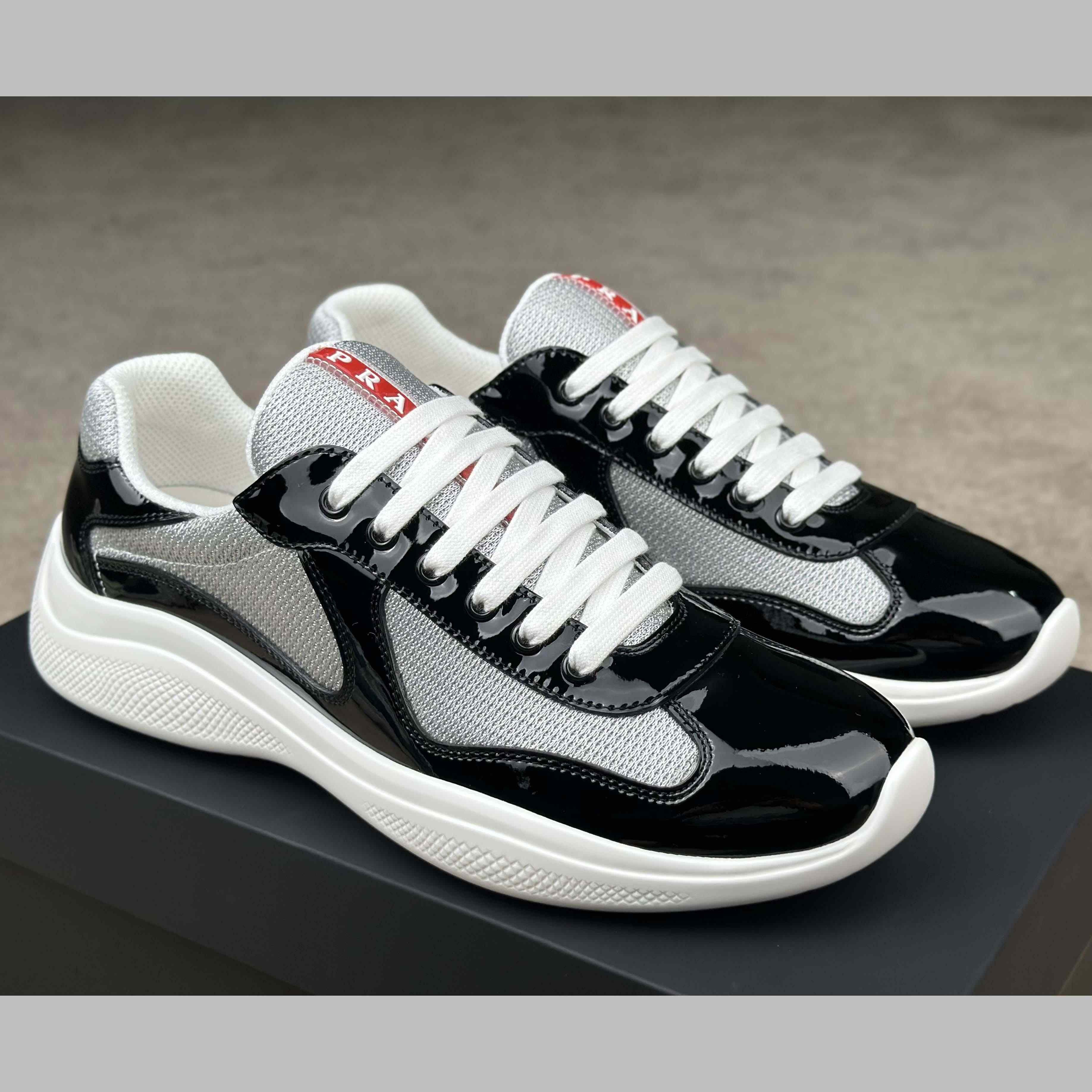 Prada Patent Leather And Technical Fabric Prada America's Cup Sneakers - DesignerGu