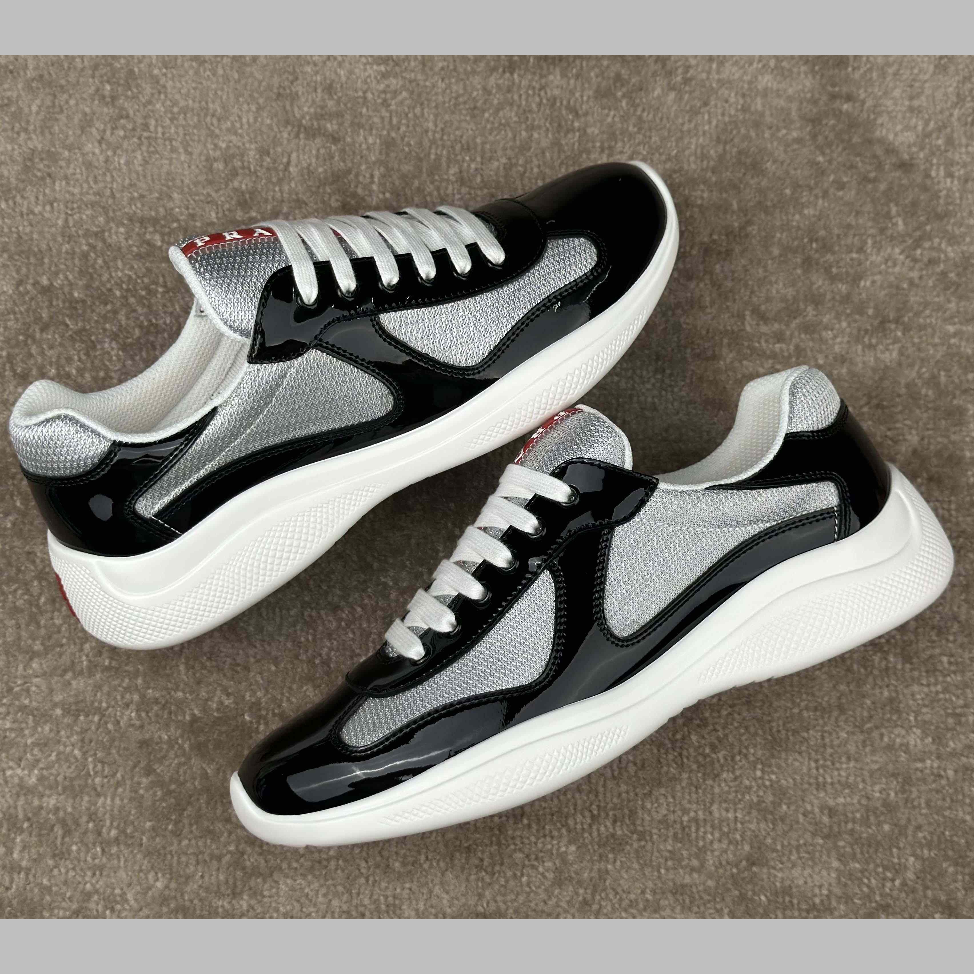 Prada Patent Leather And Technical Fabric Prada America's Cup Sneakers - DesignerGu
