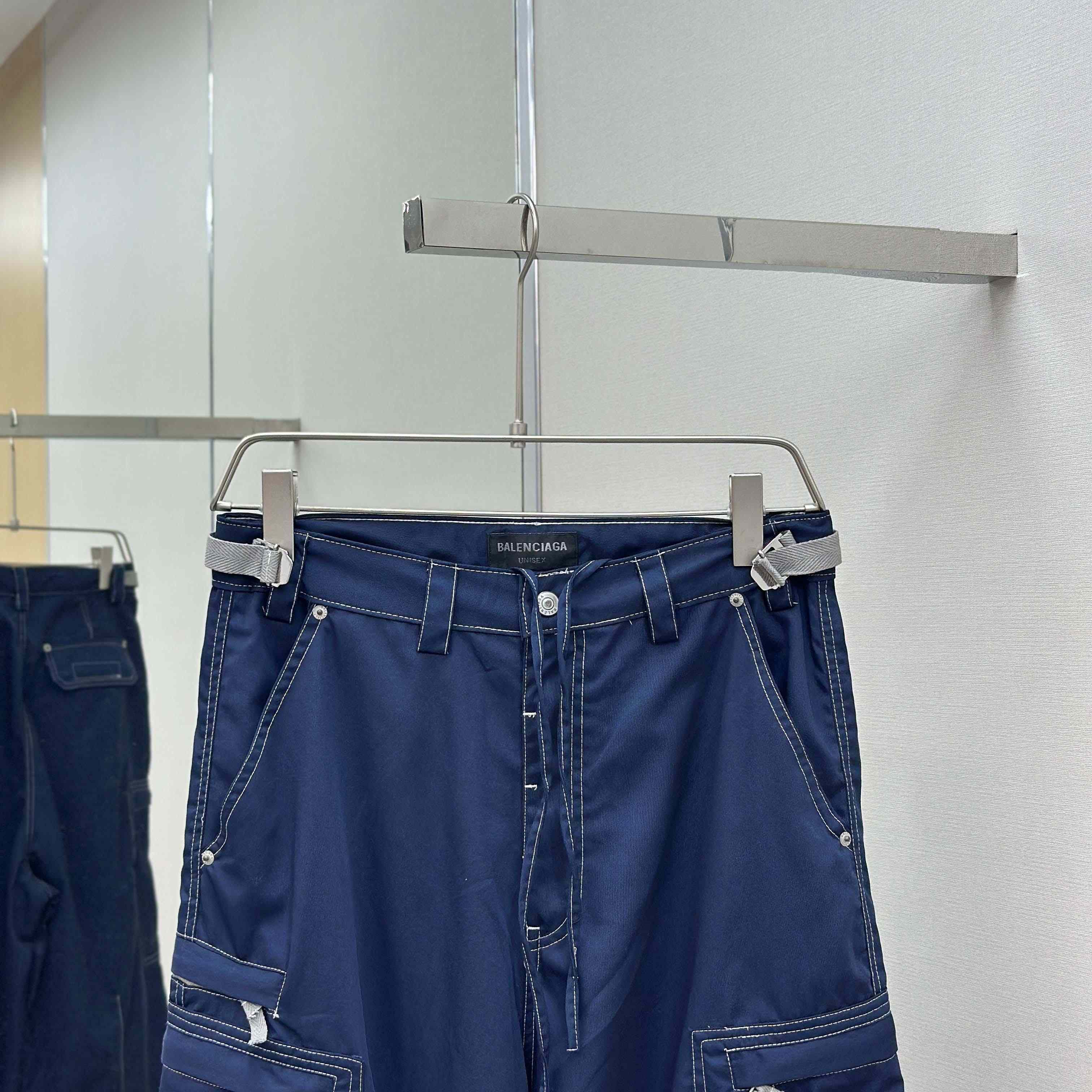 Balenciaga Utility Work Pants In Navy Mixed Cotton Twill - DesignerGu