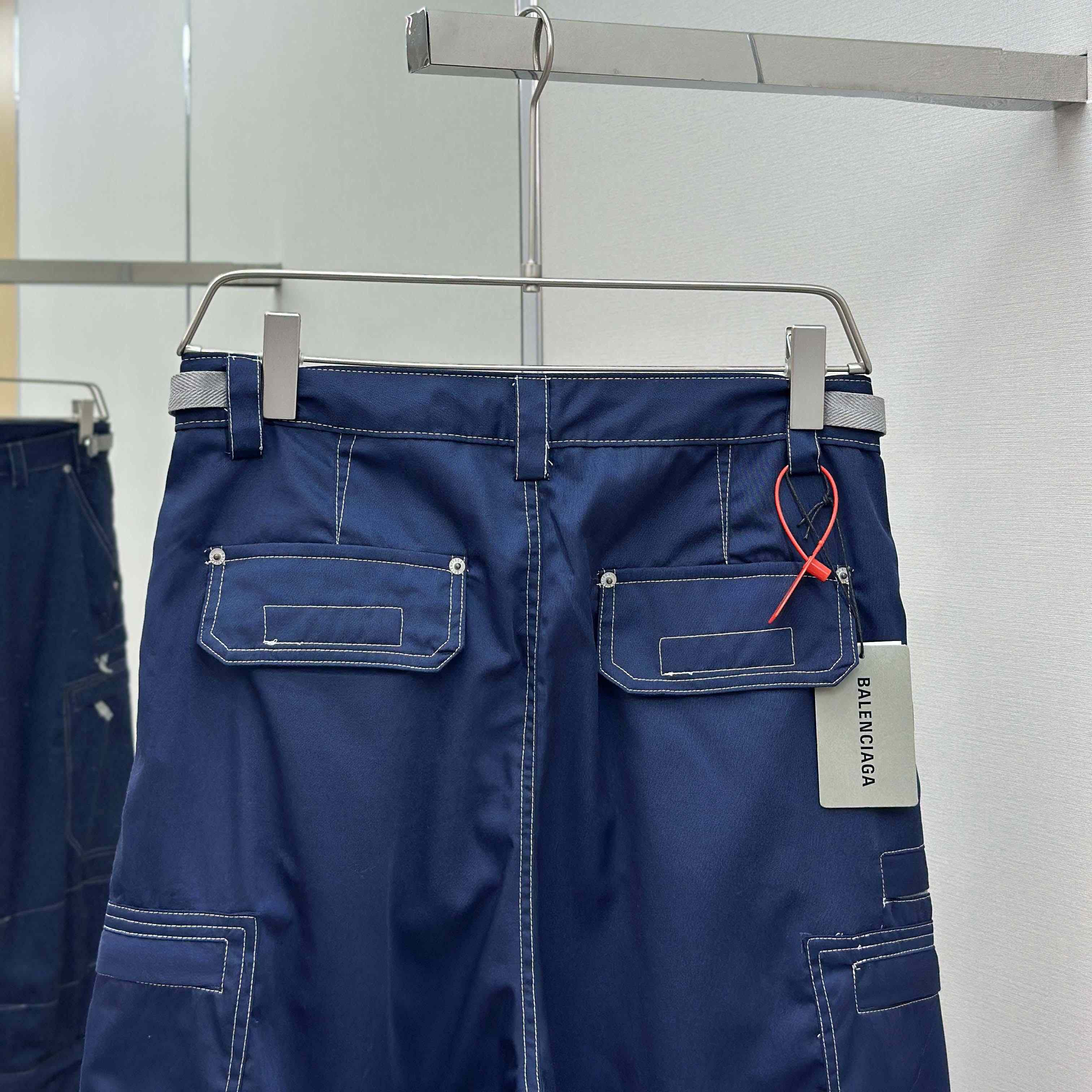 Balenciaga Utility Work Pants In Navy Mixed Cotton Twill - DesignerGu
