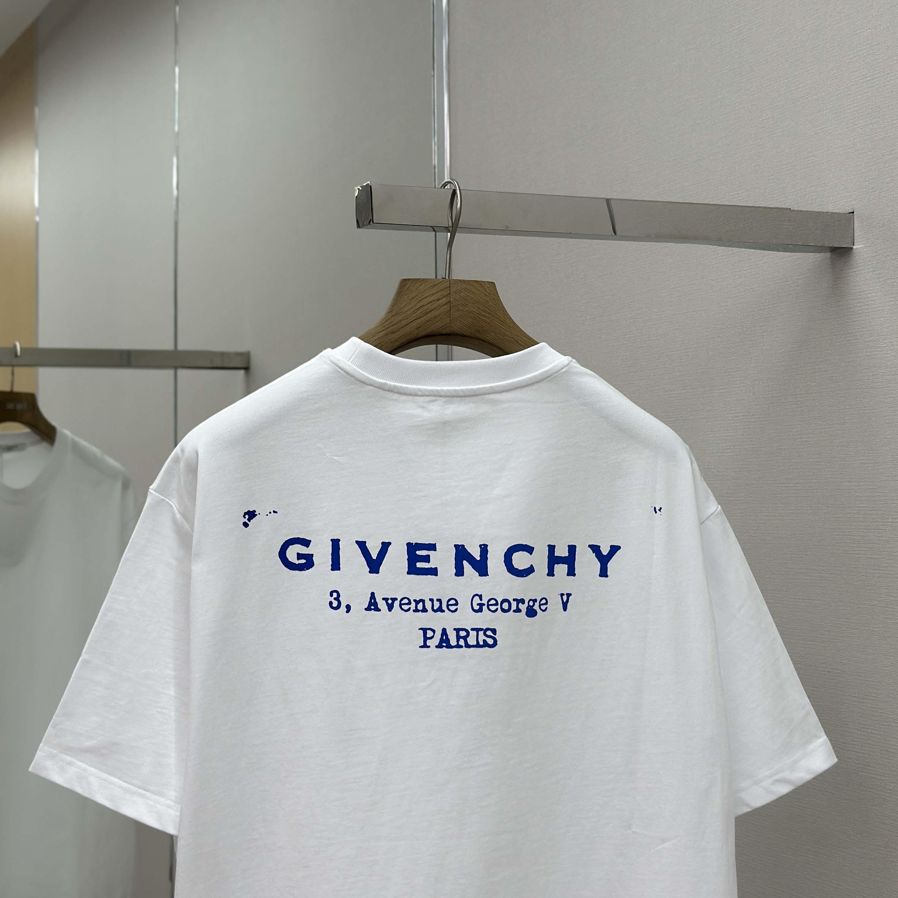 Givenchy T-shirt In Cotton With GIVENCHY Stamp Print - DesignerGu