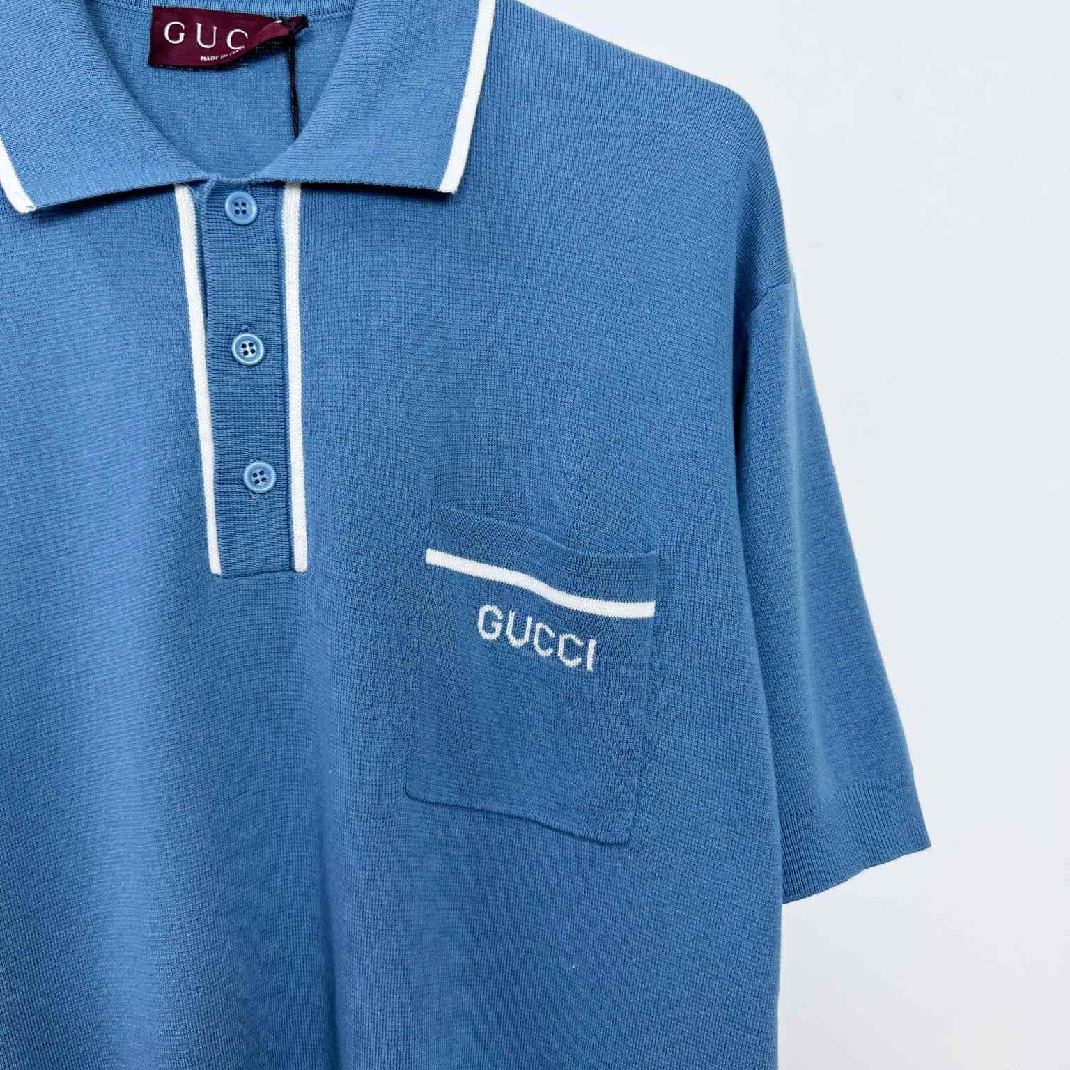 Gucci Gg Silk And Cotton Jacquard Polo Shirt - DesignerGu