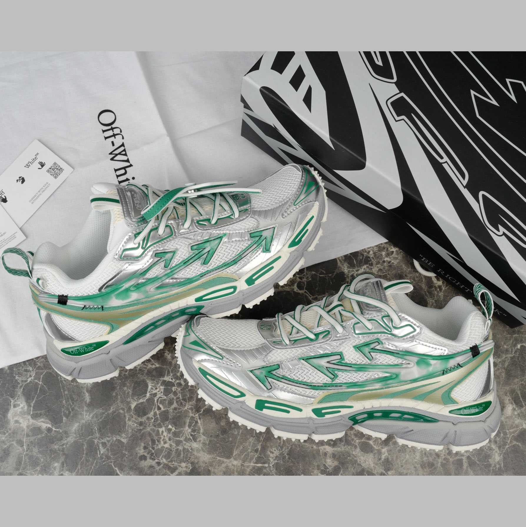 Off-White Silver/Blue Be Right Back - DesignerGu