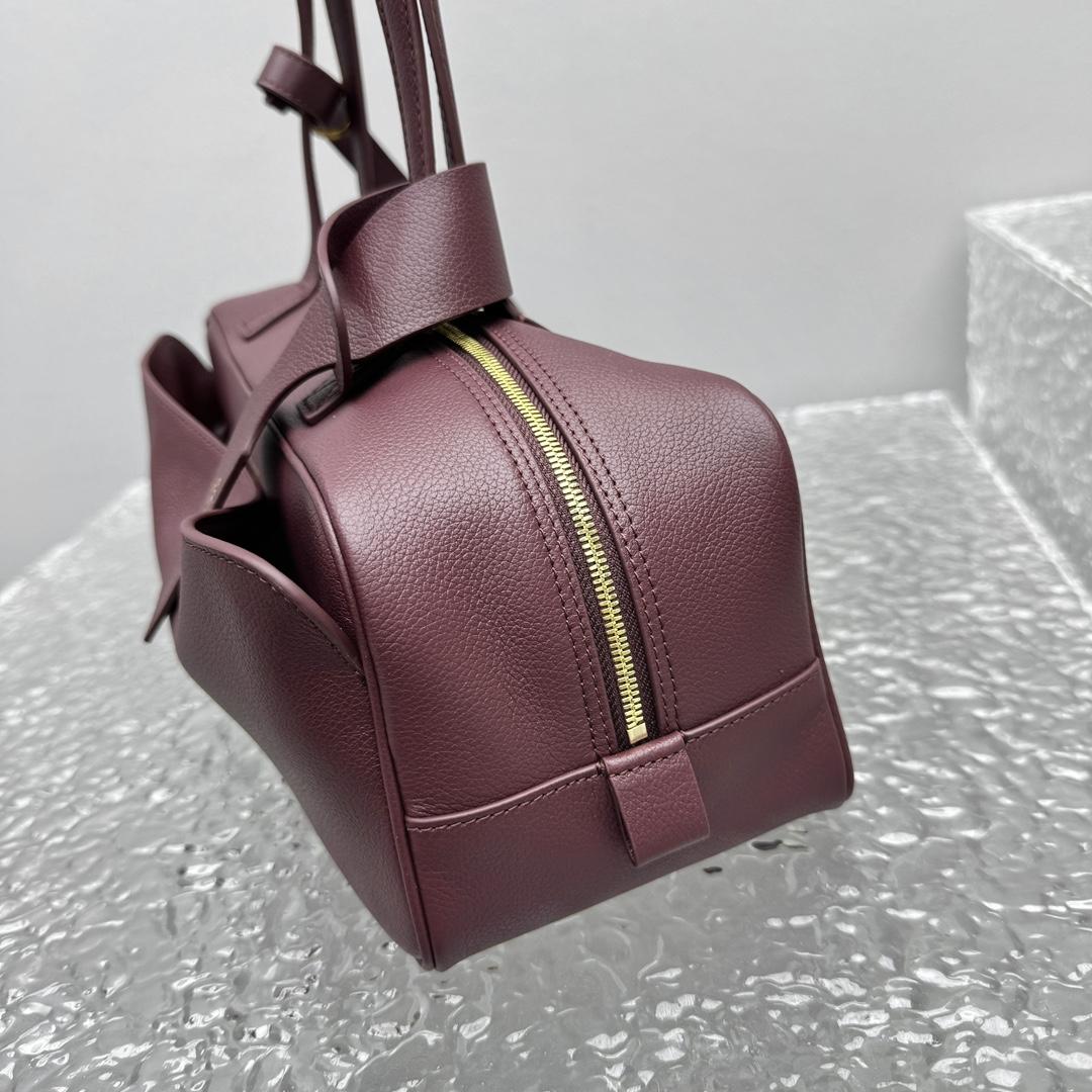 Balenciaga Carrie Bowling Bag Small In Dark Burgundy - DesignerGu