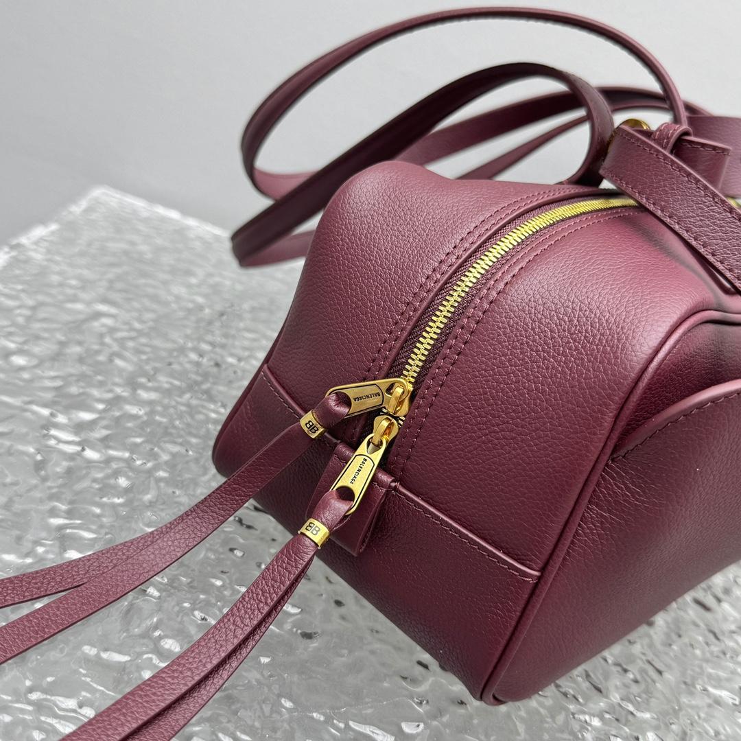 Balenciaga Carrie Bowling Bag Small In Dark Burgundy - DesignerGu