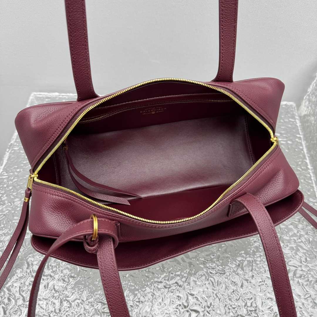 Balenciaga Carrie Bowling Bag Small In Dark Burgundy - DesignerGu