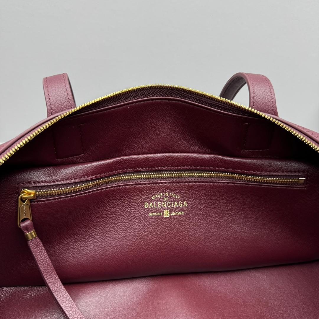 Balenciaga Carrie Bowling Bag Small In Dark Burgundy - DesignerGu