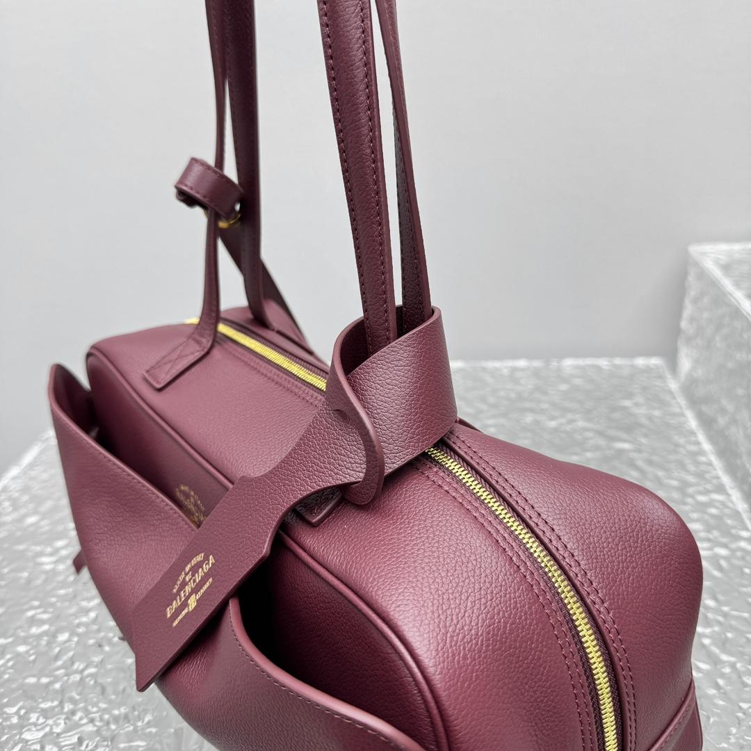 Balenciaga Carrie Bowling Bag Small In Dark Burgundy - DesignerGu