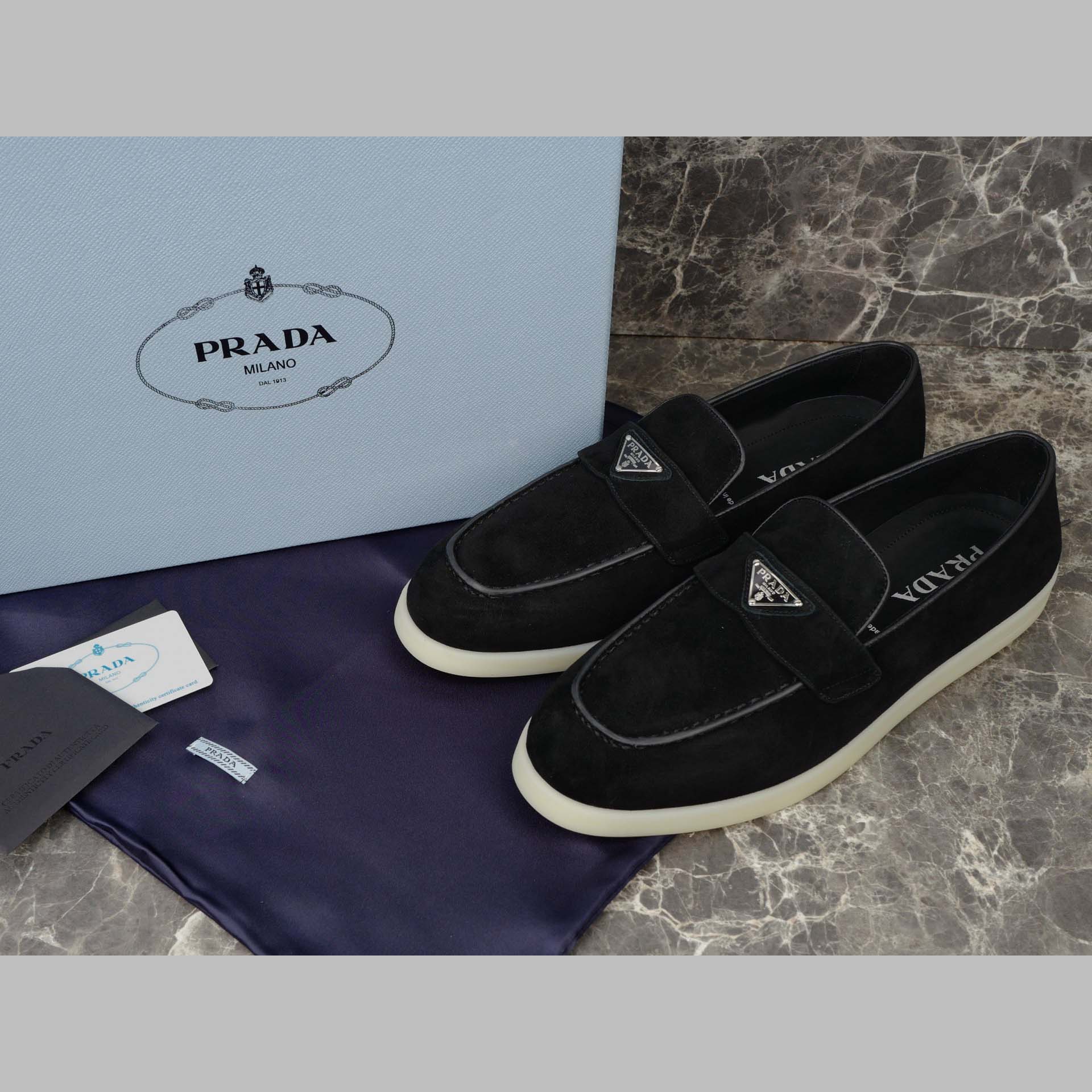 Prada Suede Leather Loafers - DesignerGu