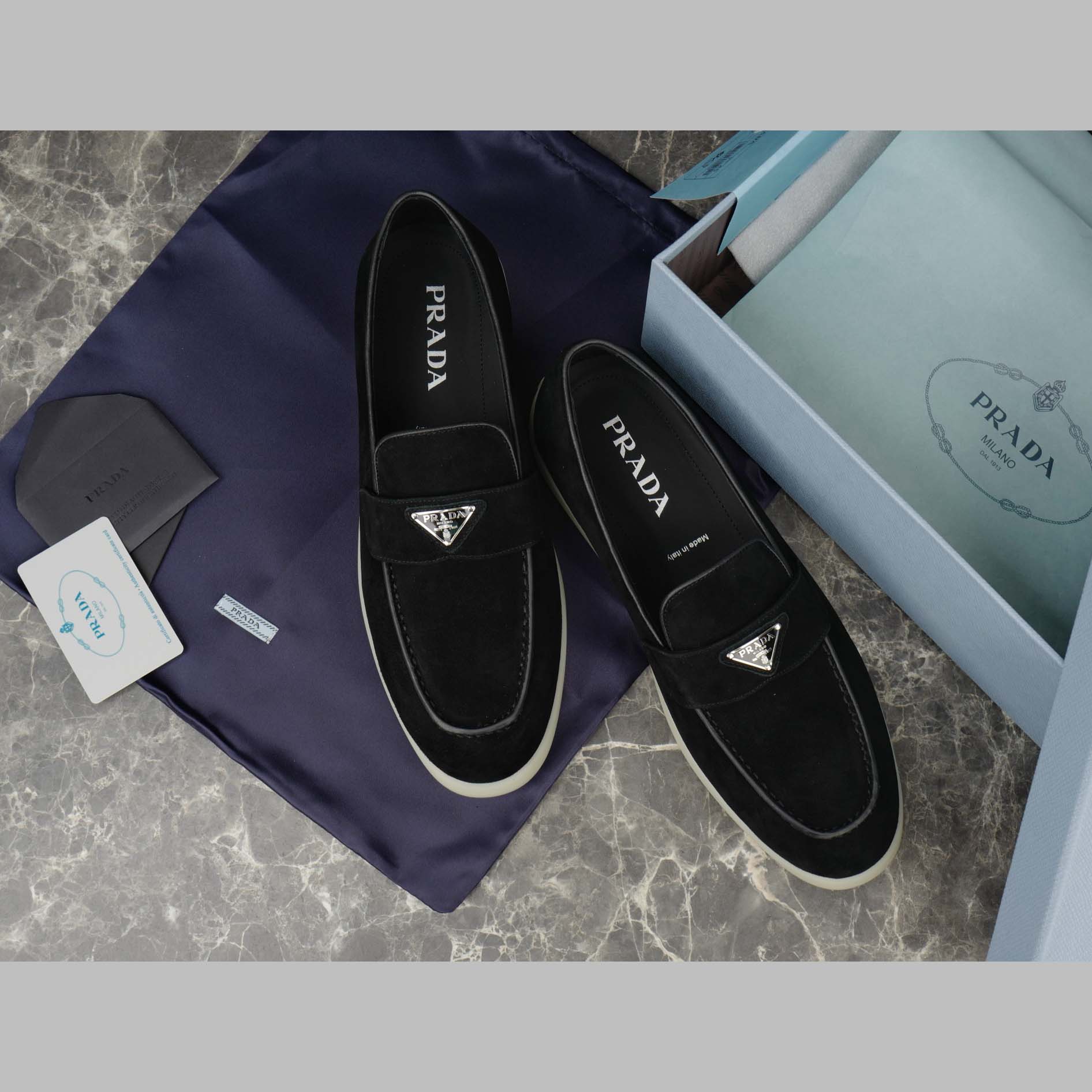 Prada Suede Leather Loafers - DesignerGu