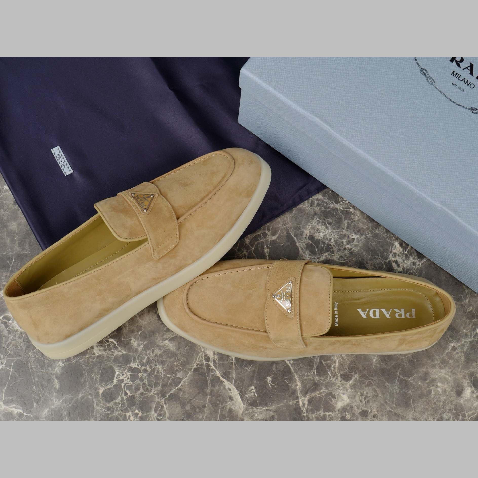 Prada Suede Leather Loafers - DesignerGu