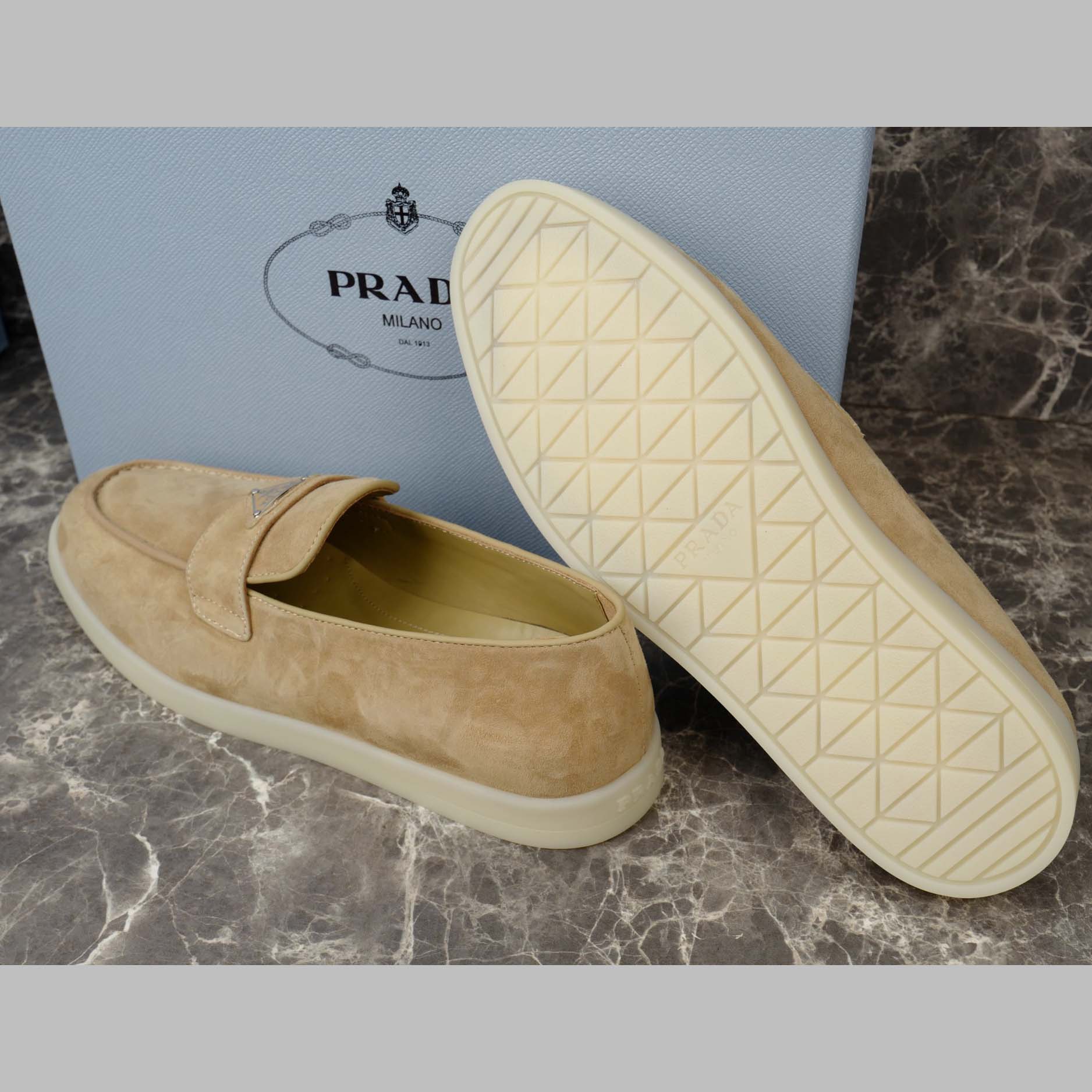 Prada Suede Leather Loafers - DesignerGu