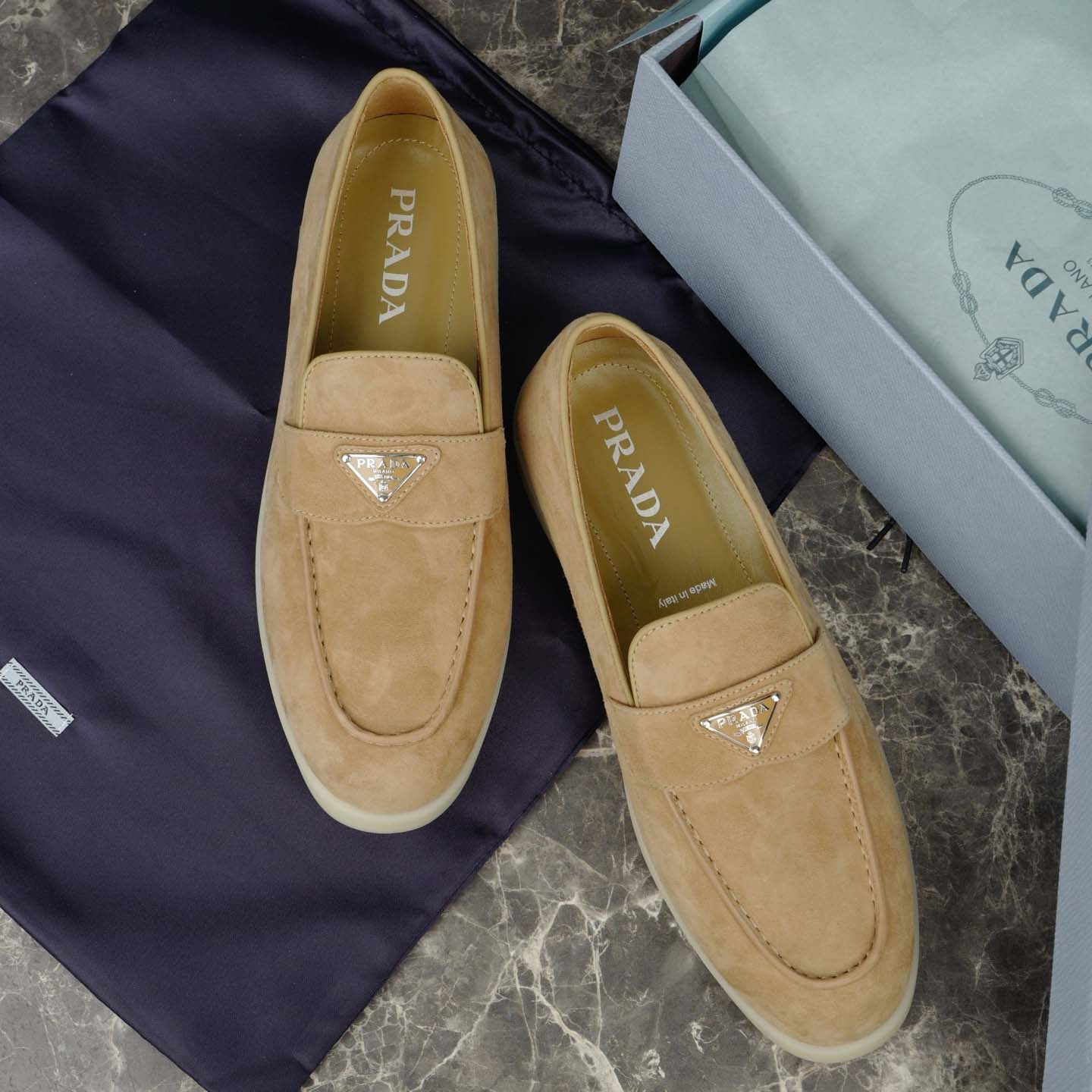 Prada Suede Leather Loafers - DesignerGu