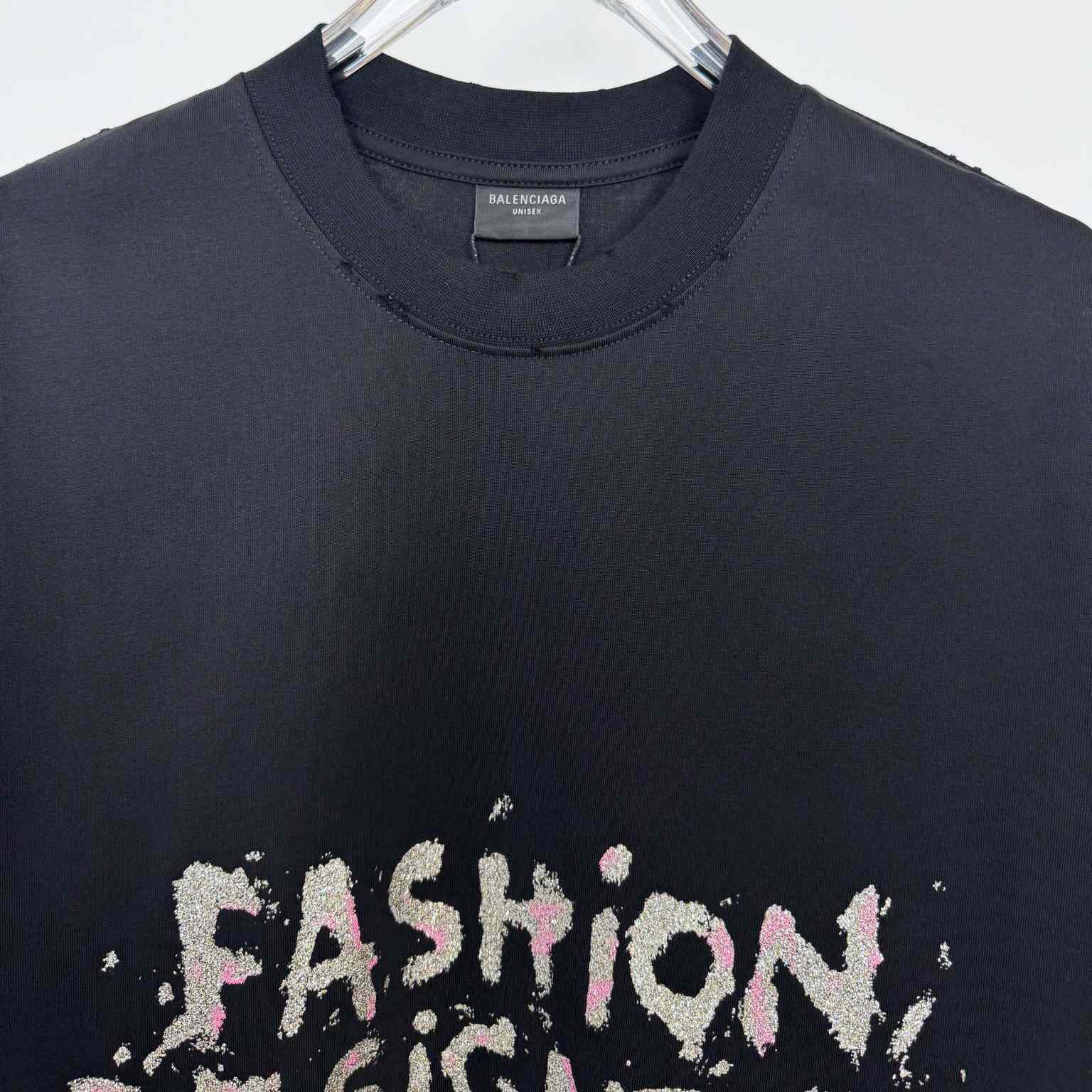 Balenciaga Fashion Designer Oversized T-Shirt In Faded Black Dry Jersey - DesignerGu