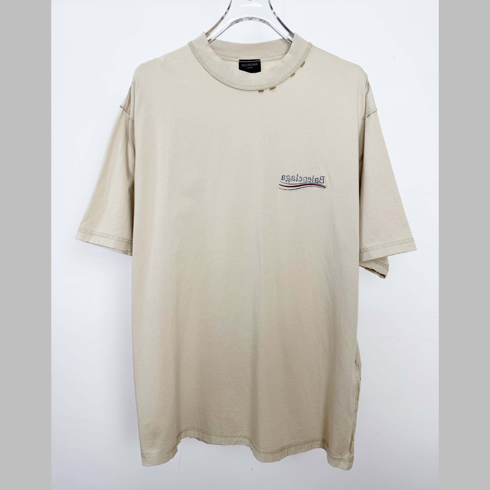 Balenciaga Embroidered Logo Wave Political Campaign T-Shirt  - DesignerGu