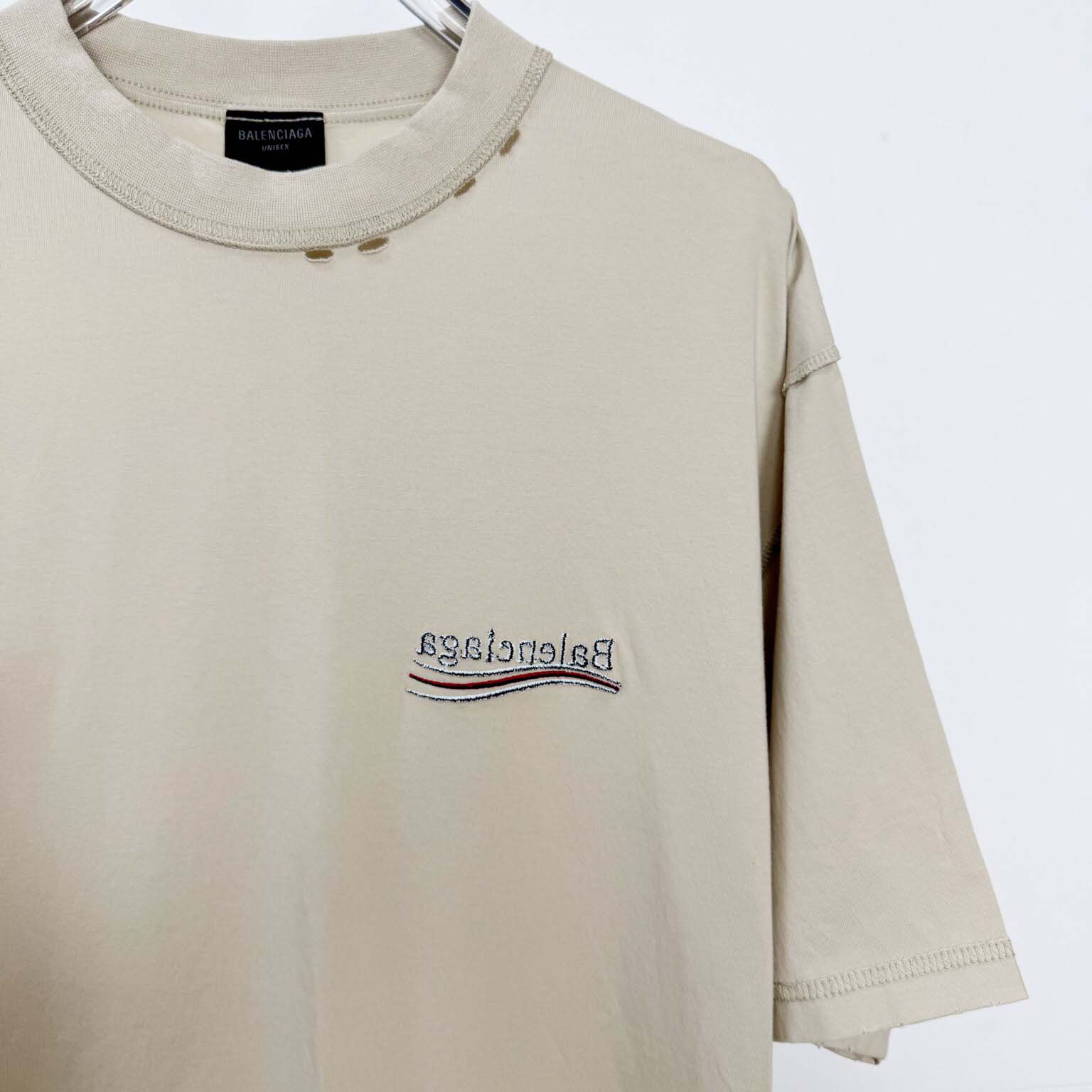 Balenciaga Embroidered Logo Wave Political Campaign T-Shirt  - DesignerGu