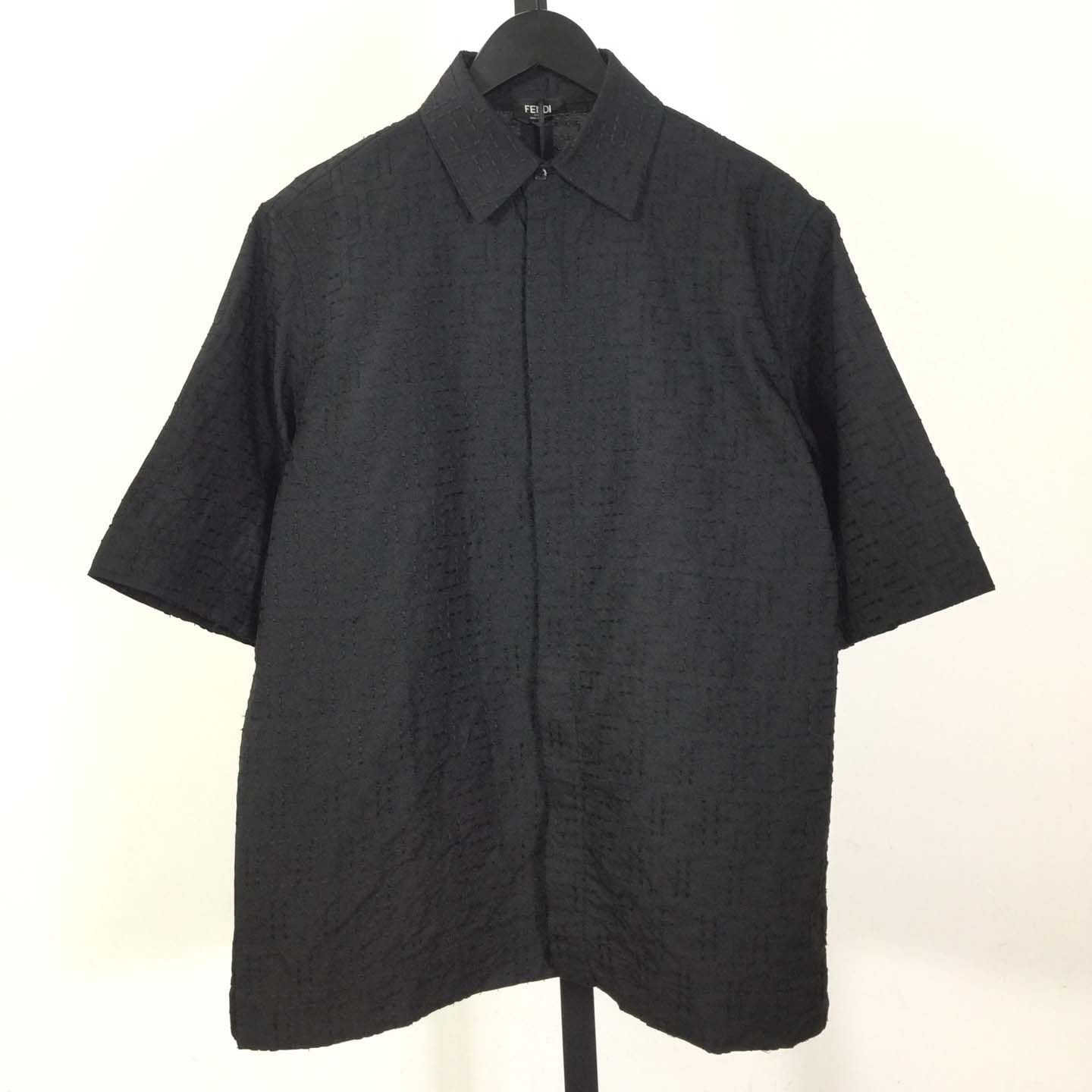 Fendi Black Linen FF Jacquard Shirt - DesignerGu
