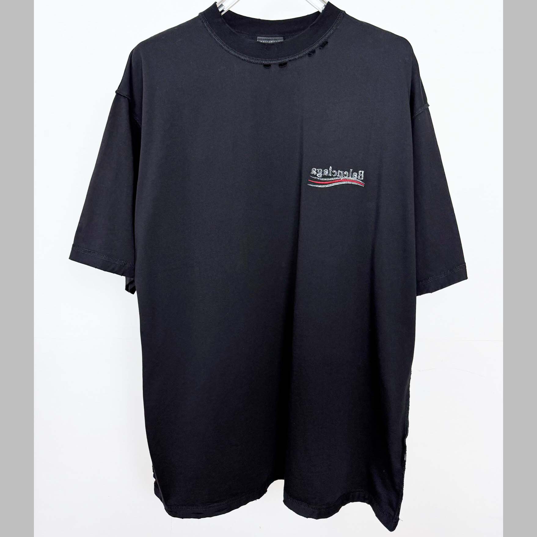 Balenciaga Embroidered Logo Wave Political Campaign T-Shirt  - DesignerGu