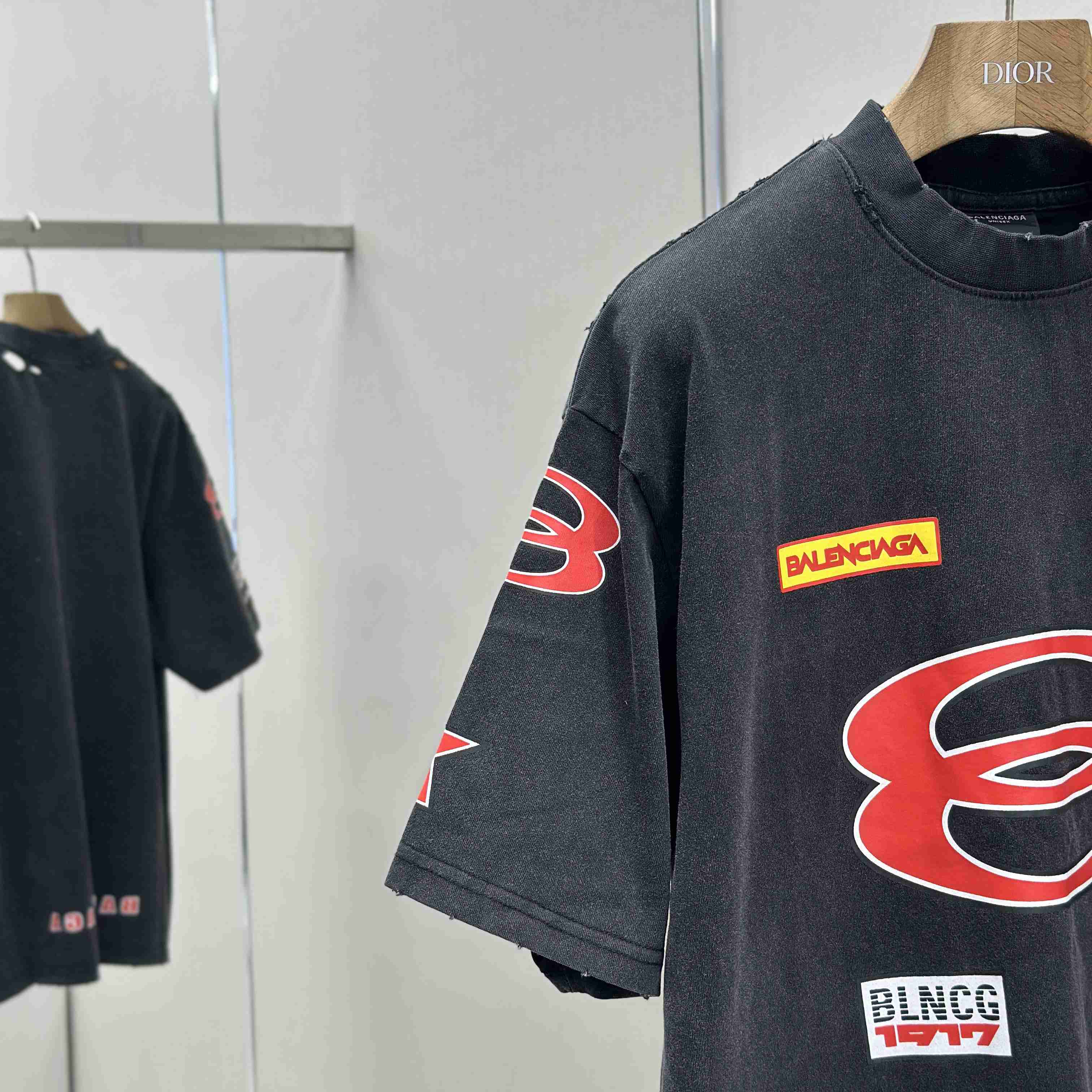 Balenciaga Sponsor Logos T-Shirt Oversized In Faded Washed Black - DesignerGu