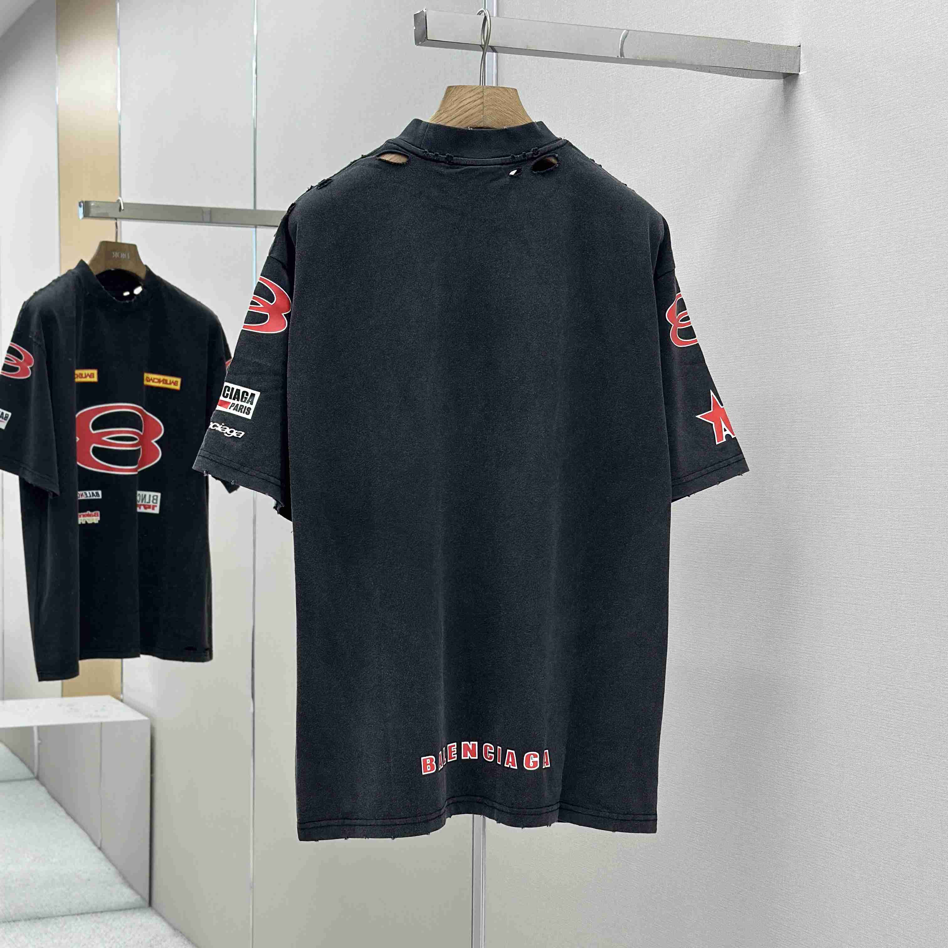 Balenciaga Sponsor Logos T-Shirt Oversized In Faded Washed Black - DesignerGu