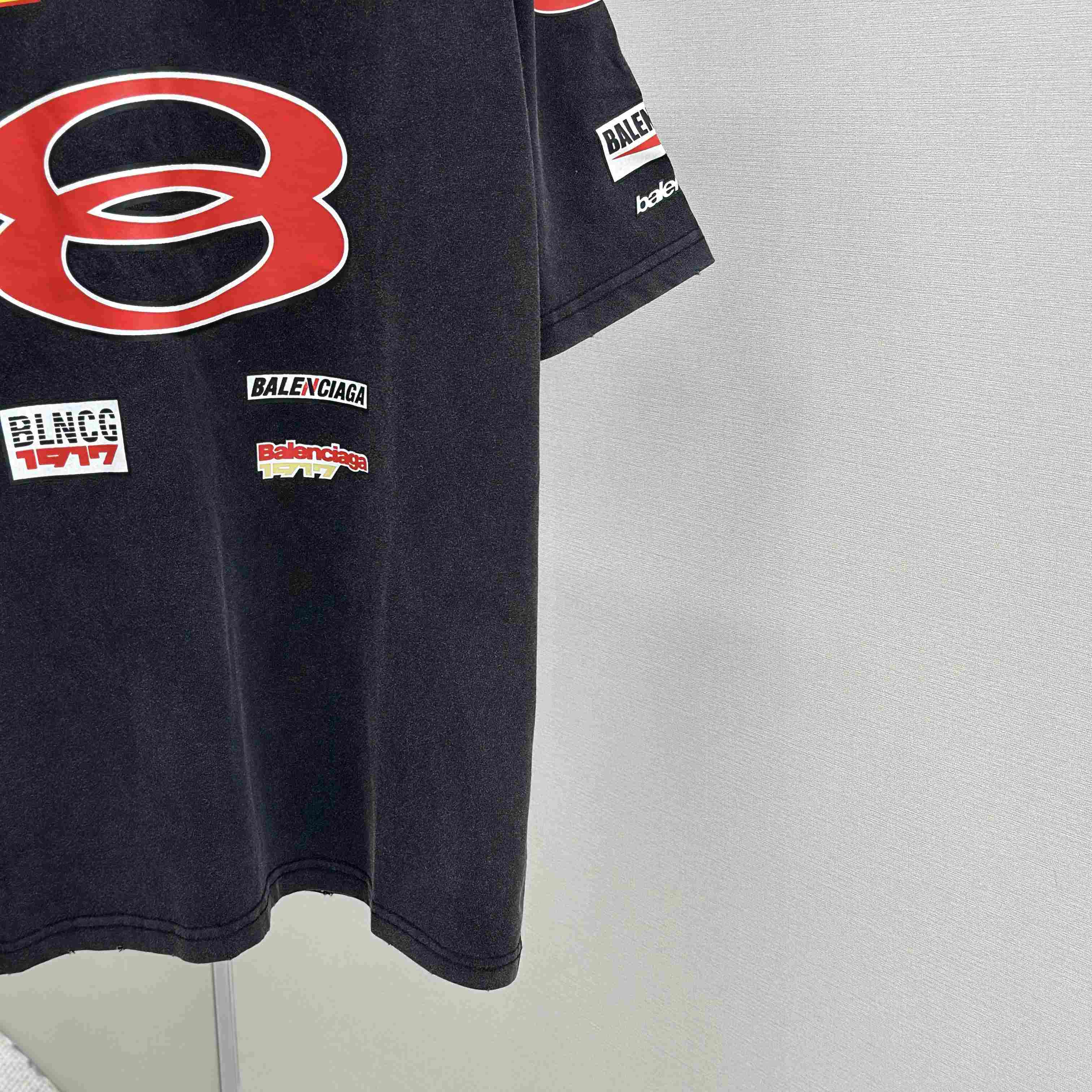 Balenciaga Sponsor Logos T-Shirt Oversized In Faded Washed Black - DesignerGu