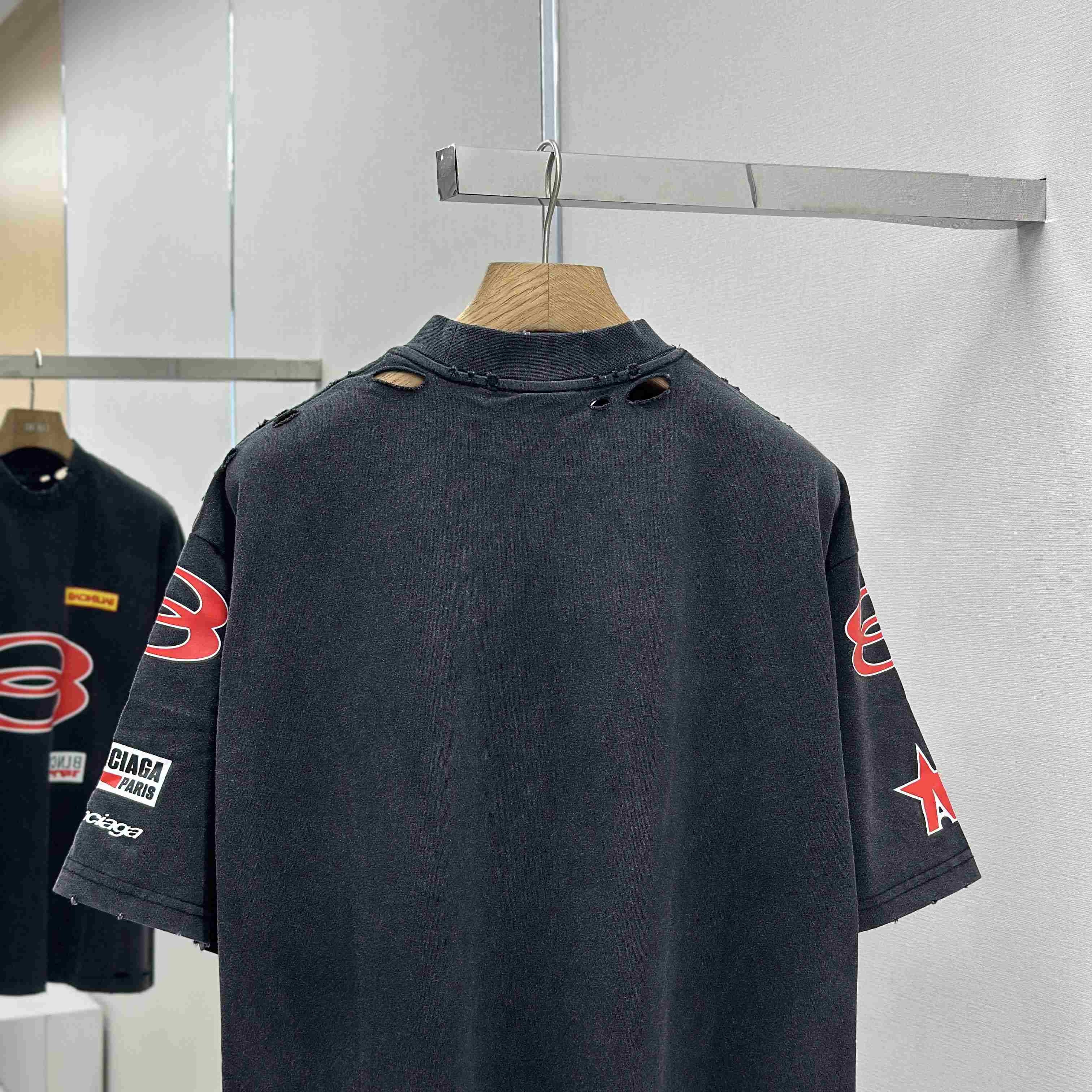 Balenciaga Sponsor Logos T-Shirt Oversized In Faded Washed Black - DesignerGu