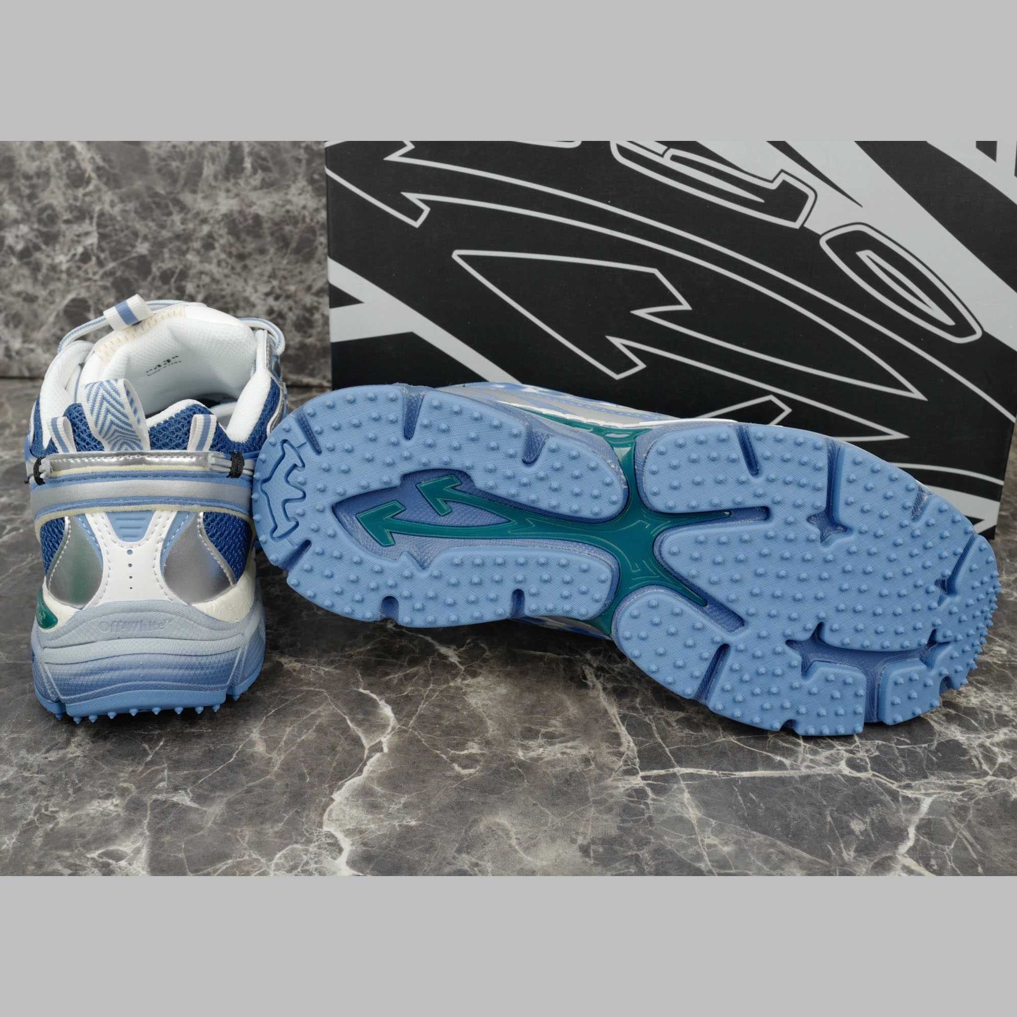 Off-White Silver/Blue Be Right Back - DesignerGu