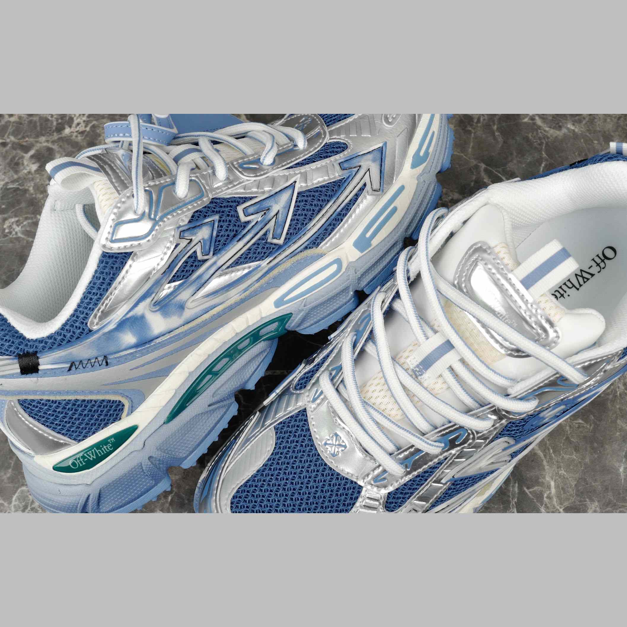 Off-White Silver/Blue Be Right Back - DesignerGu