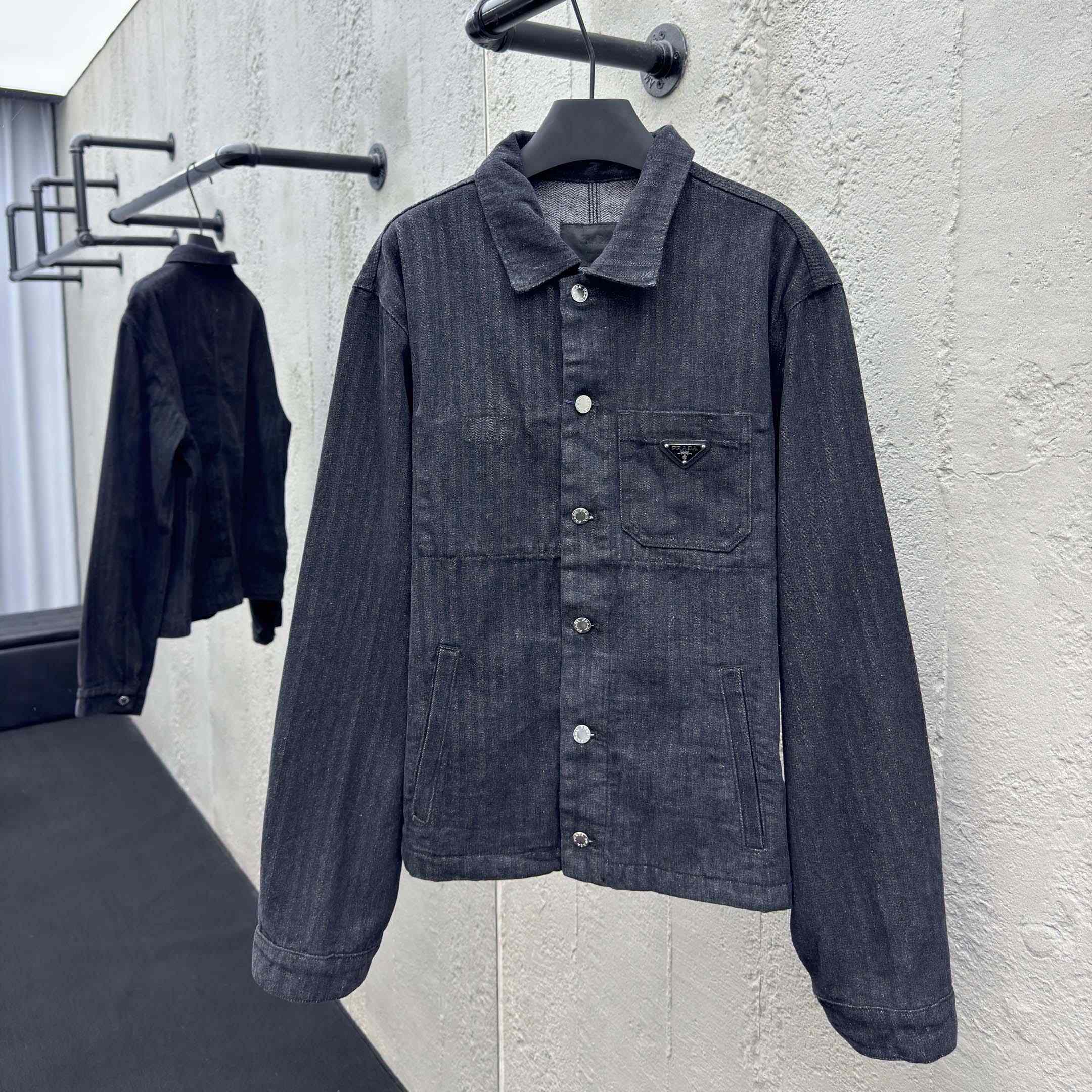 Prada Chevron Denim Blouson Jacket - DesignerGu