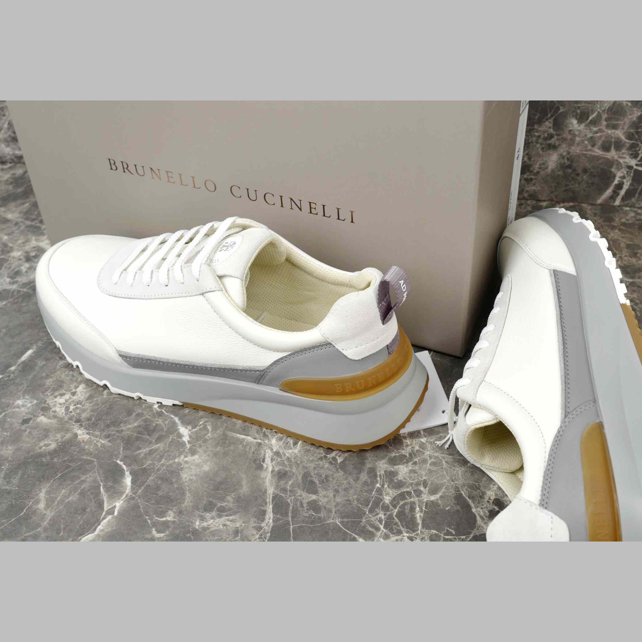 Brunello Cucinelli Washed Suede And Semi-polished Calfskin Runners  - DesignerGu