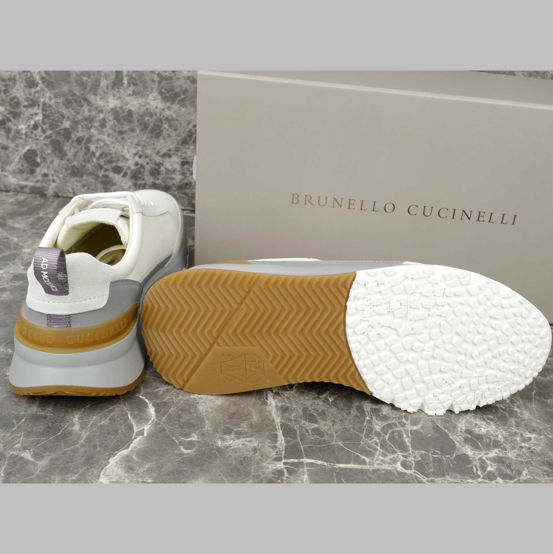 Brunello Cucinelli Washed Suede And Semi-polished Calfskin Runners  - DesignerGu