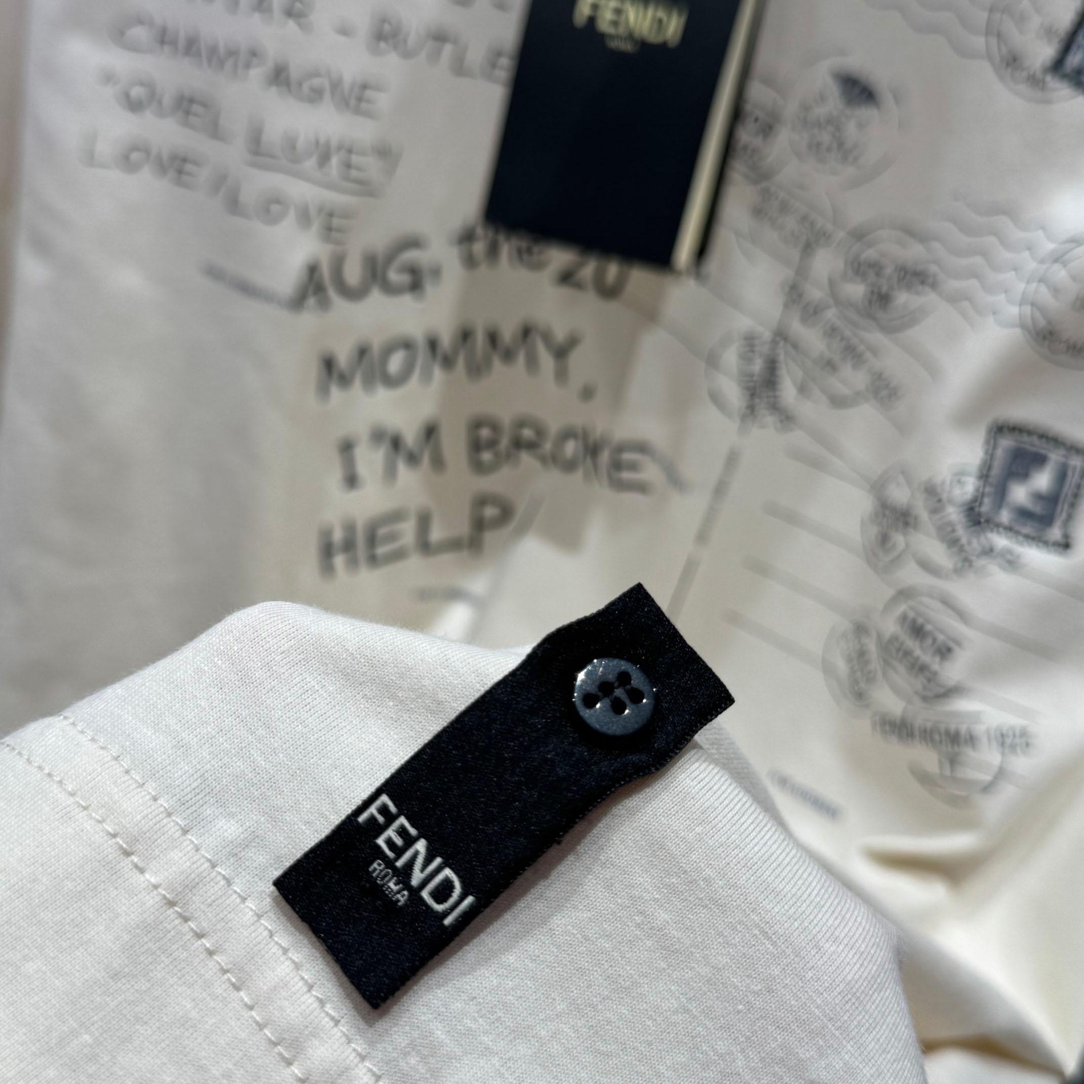 Fendi White Cotton T-shirt - DesignerGu