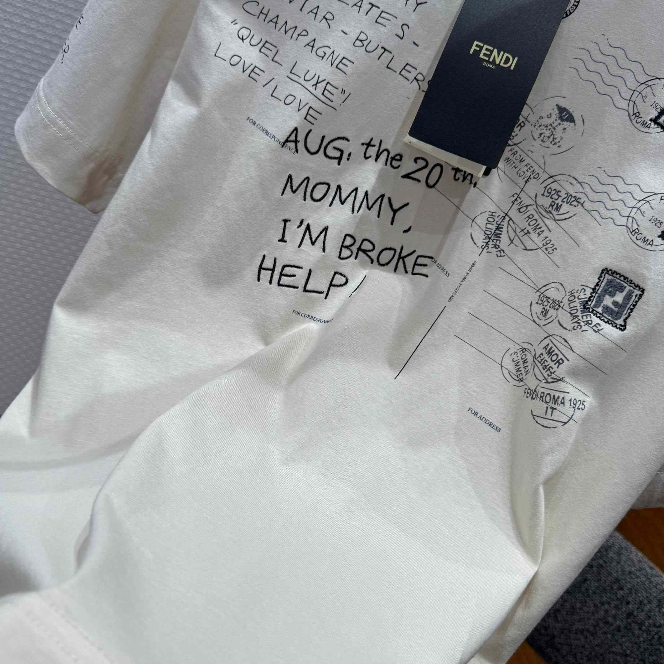 Fendi White Cotton T-shirt - DesignerGu