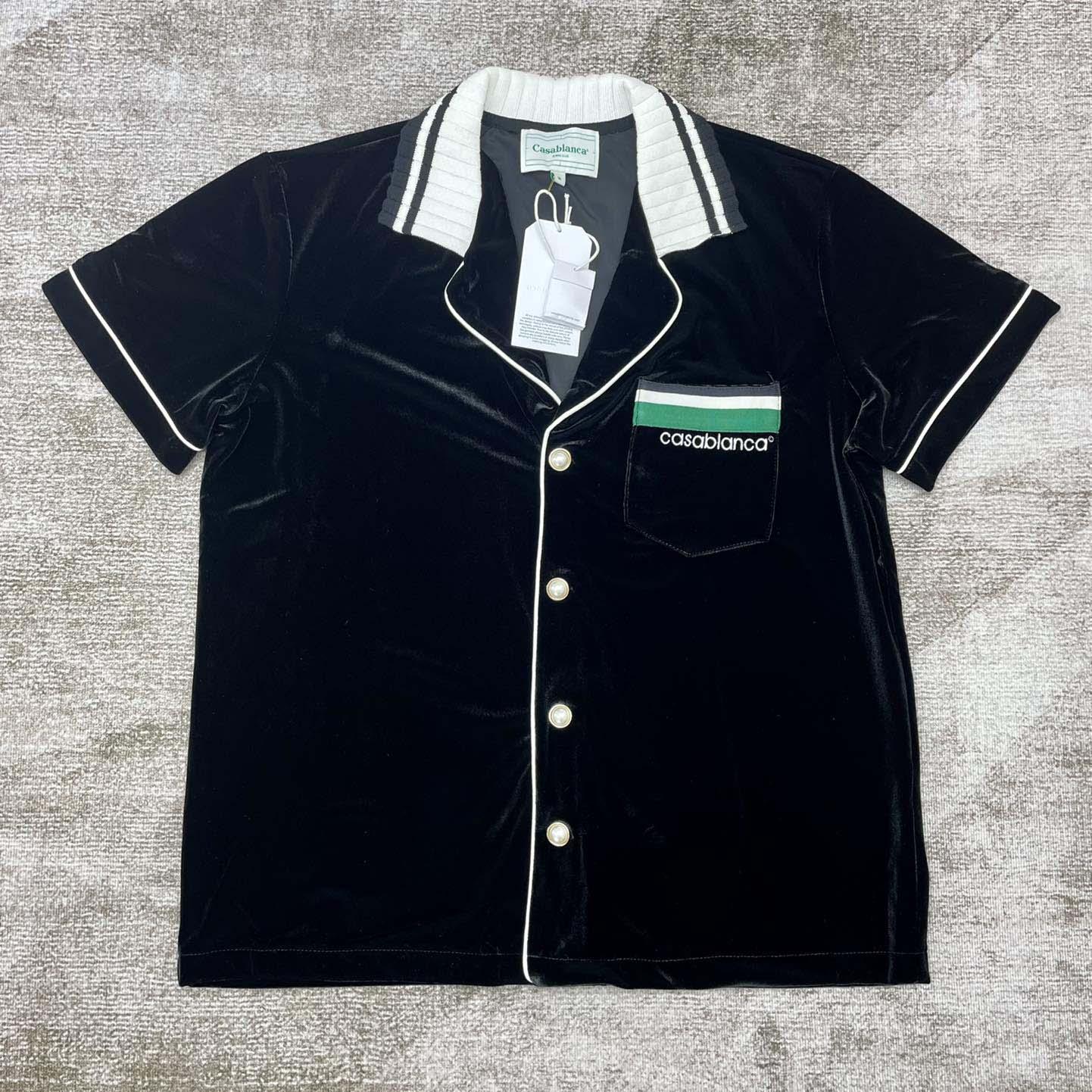 Casablanca Short-Sleeve Velour Shirt   c932 - DesignerGu