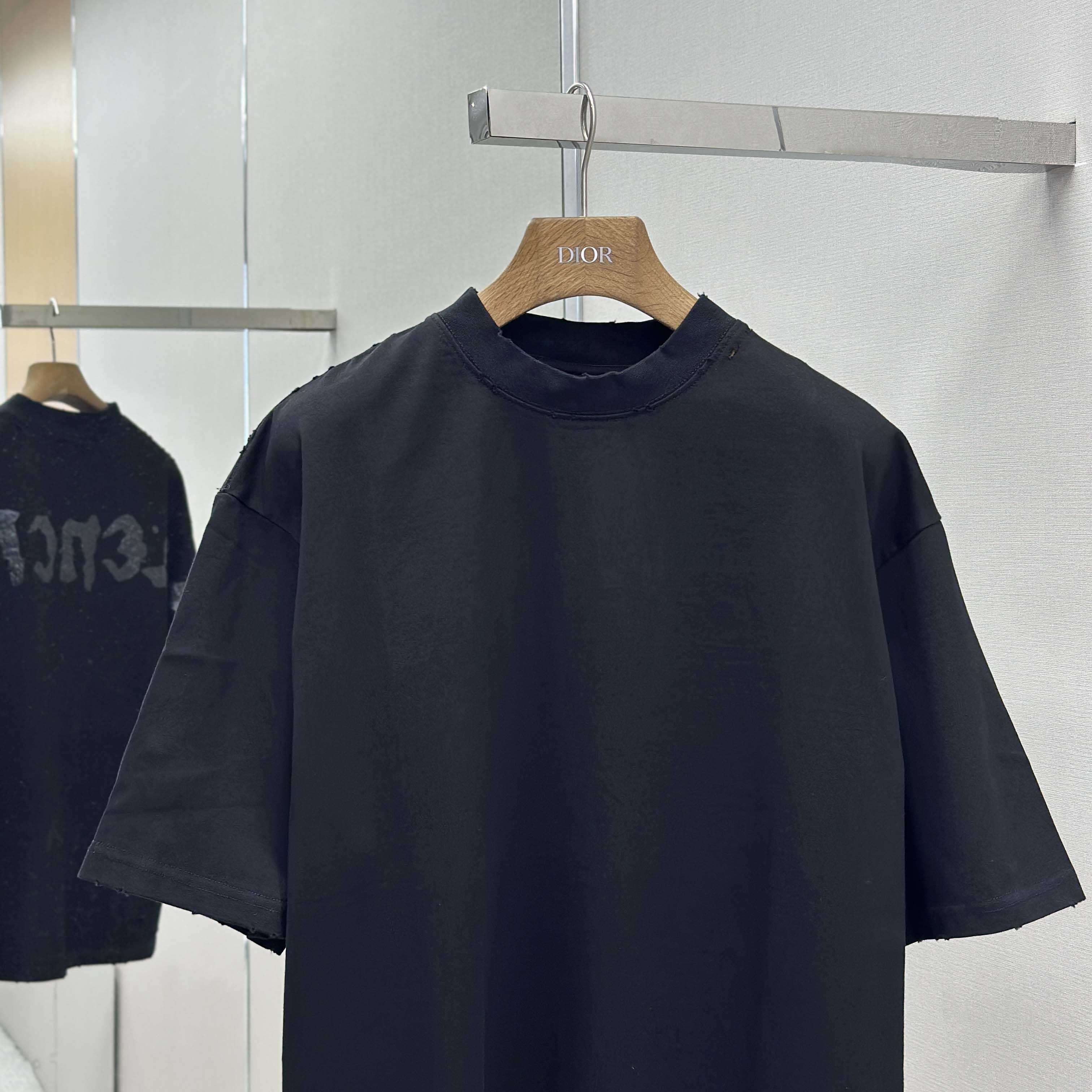 Balenciaga Painted T-Shirt Medium Fit In Faded Washed Black - DesignerGu