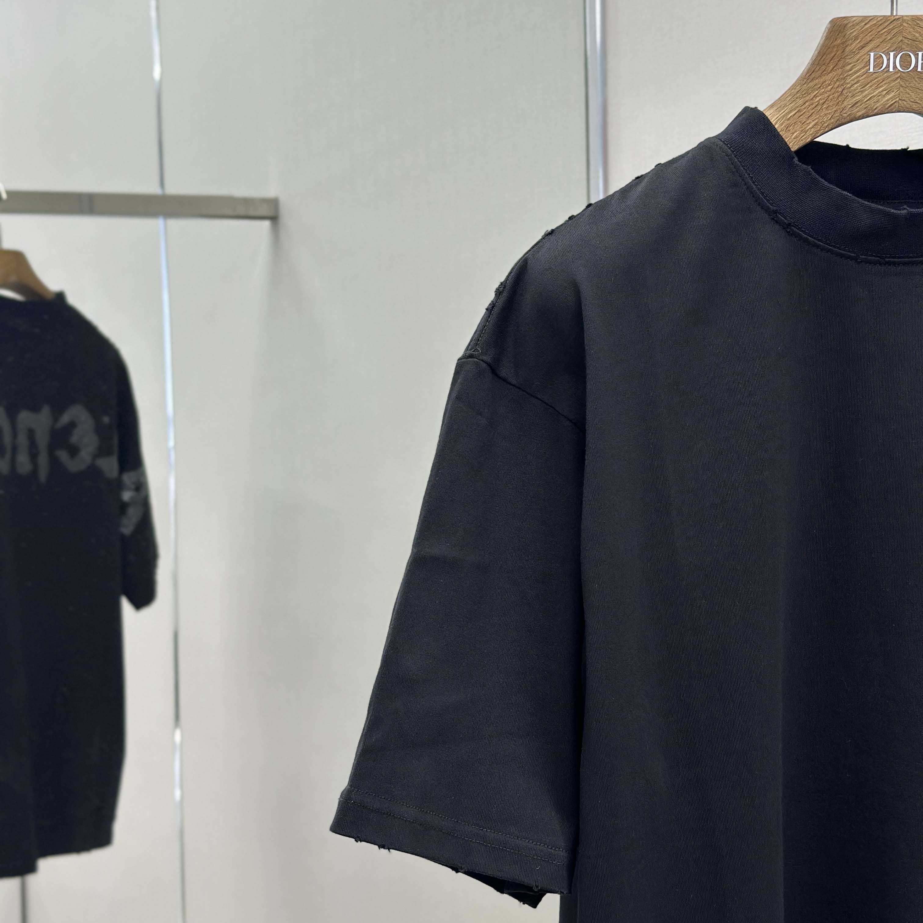 Balenciaga Painted T-Shirt Medium Fit In Faded Washed Black - DesignerGu