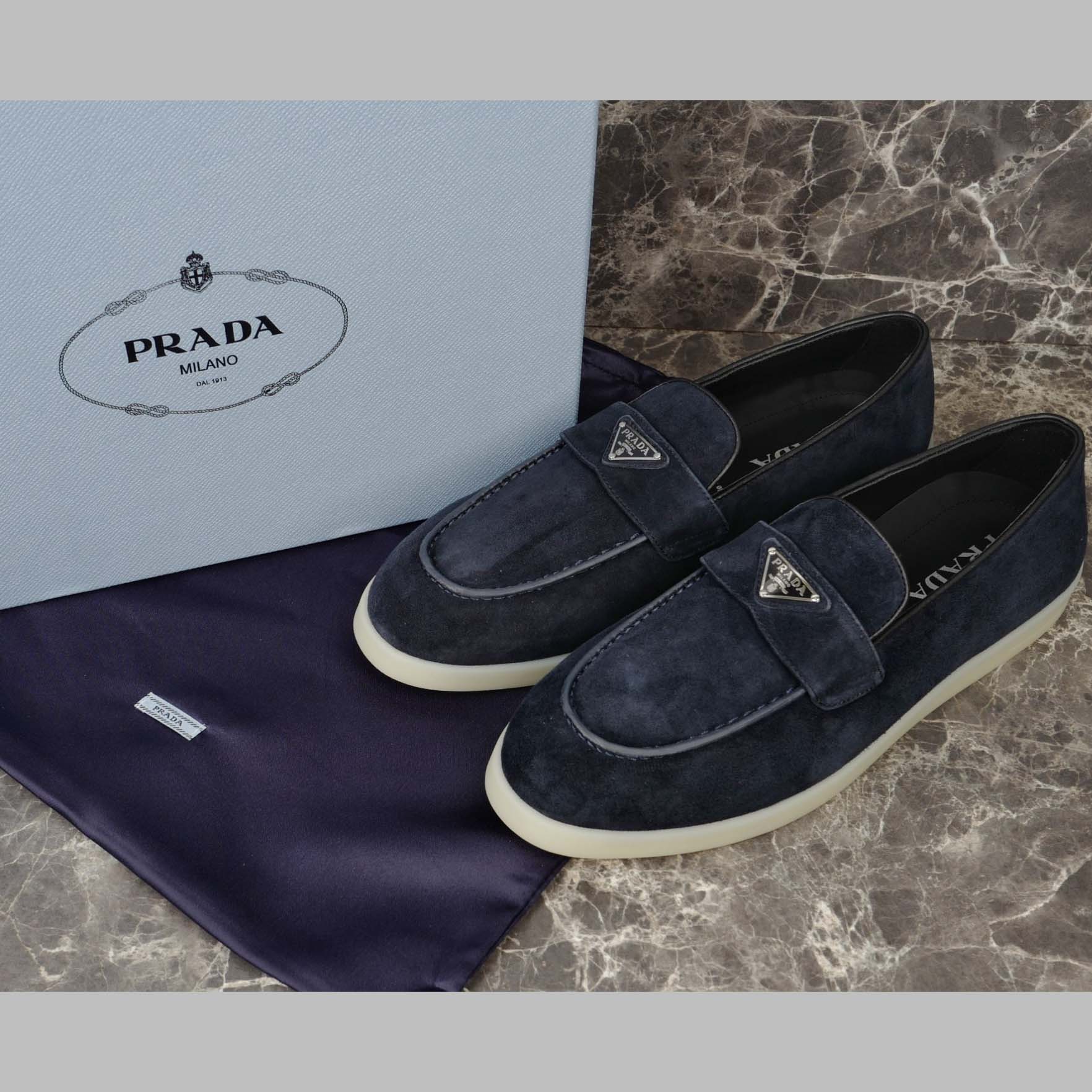 Prada Suede Leather Loafers - DesignerGu