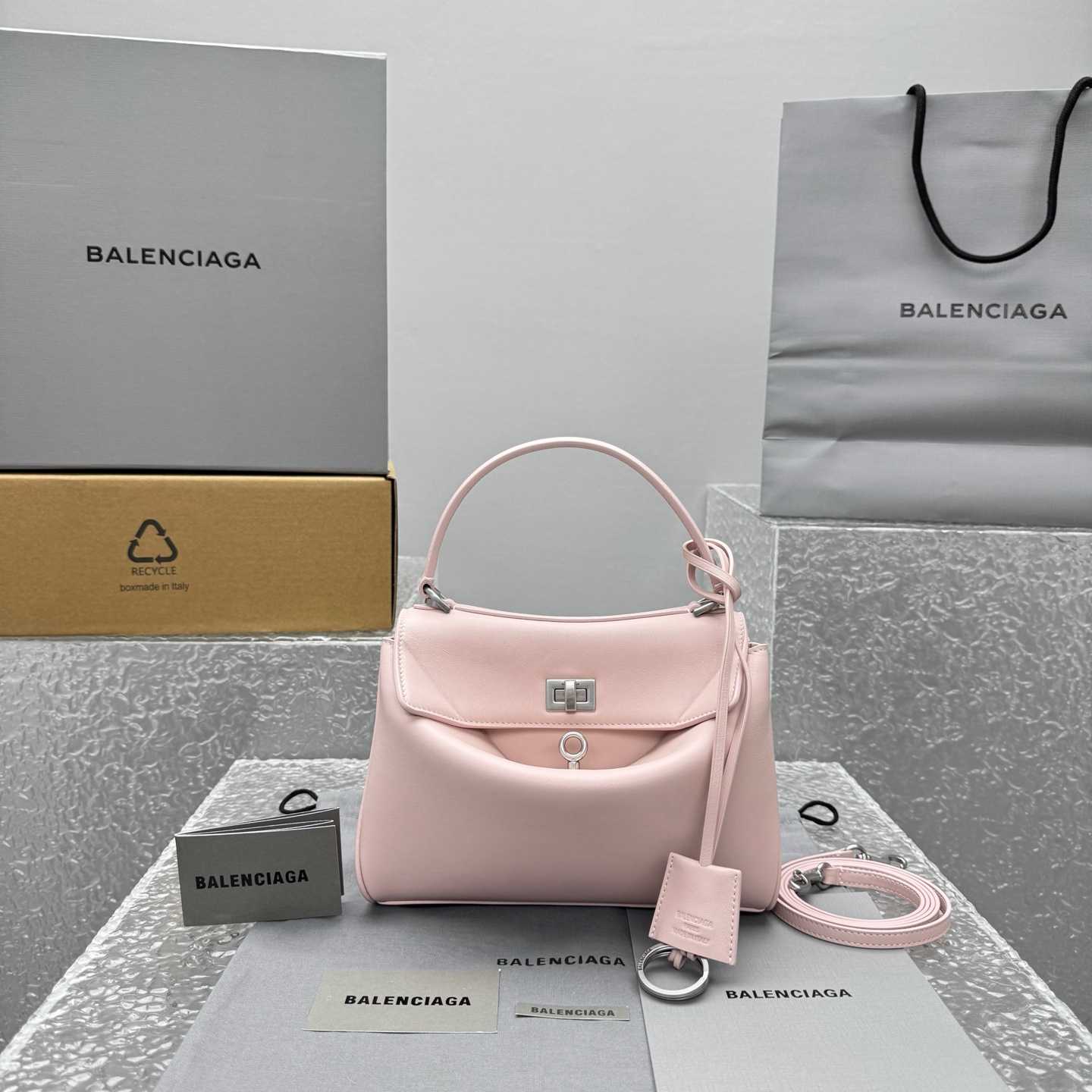 Balenciaga Rodeo Handbag Mini In Suede Pink - DesignerGu
