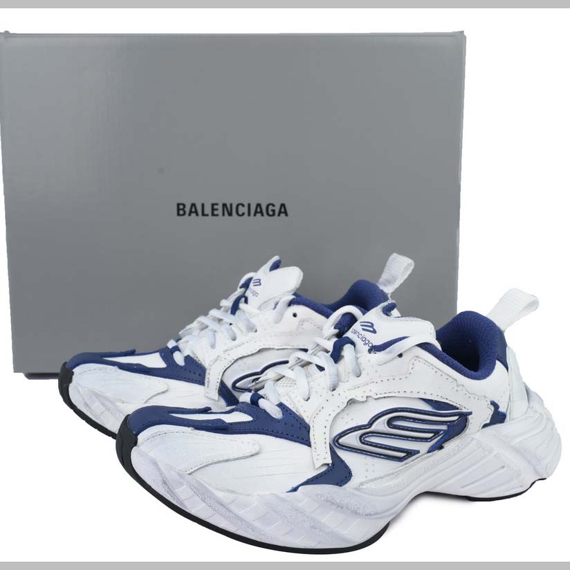 Balenciaga Monday Shoe In Navy And White Cowskin And Polyester - DesignerGu