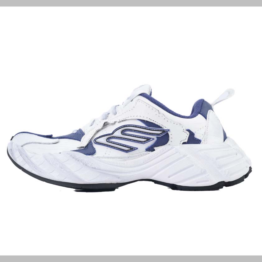 Balenciaga Monday Shoe In Navy And White Cowskin And Polyester - DesignerGu