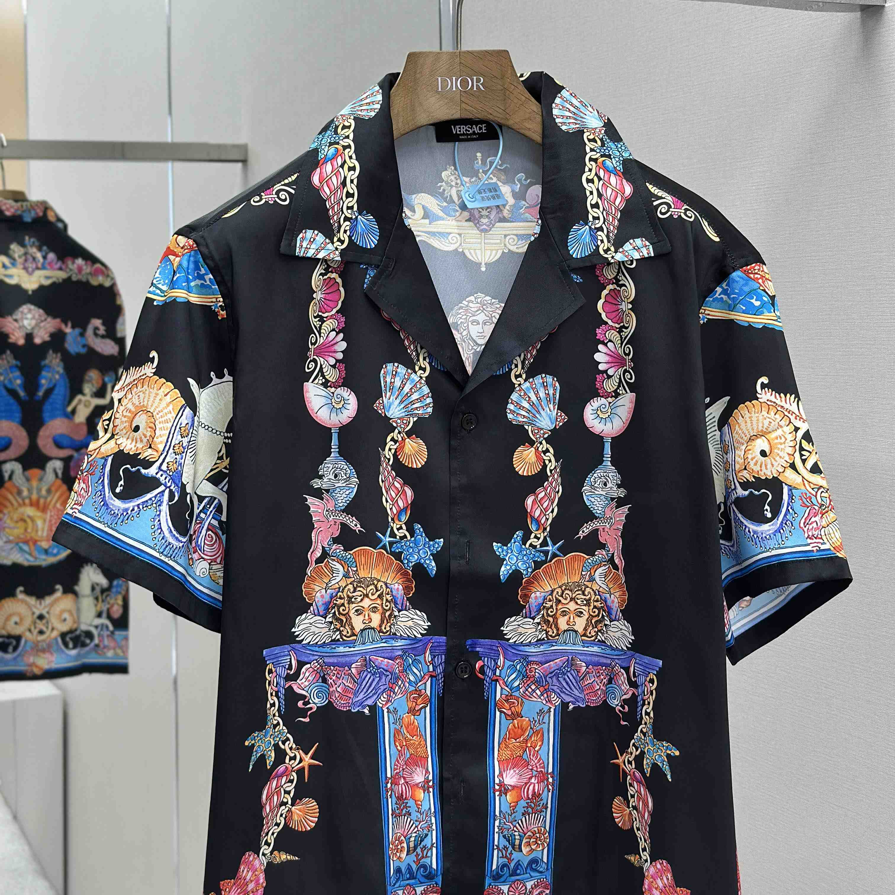 Versace Coral Theatre Silk Shirt & Silk Shorts - DesignerGu