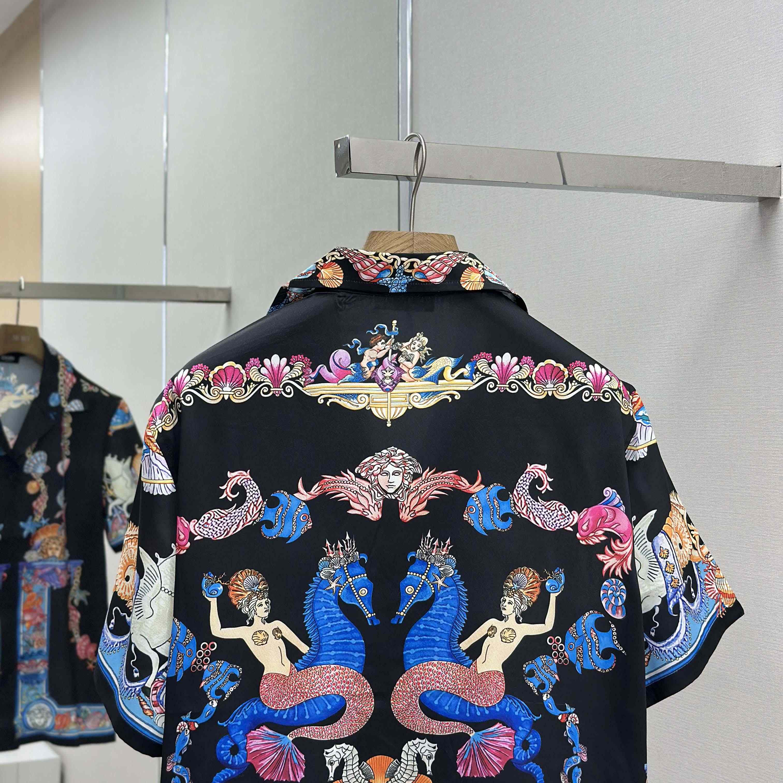 Versace Coral Theatre Silk Shirt & Silk Shorts - DesignerGu