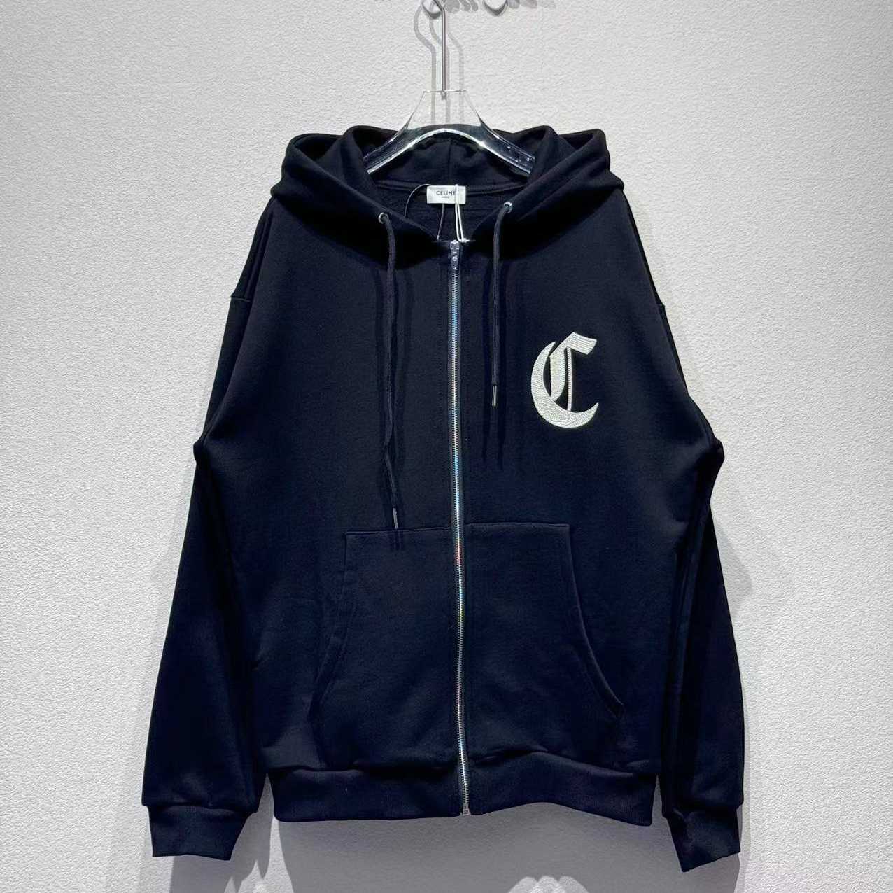 Celine Zipped Hoodie In Cotton Fleece - DesignerGu